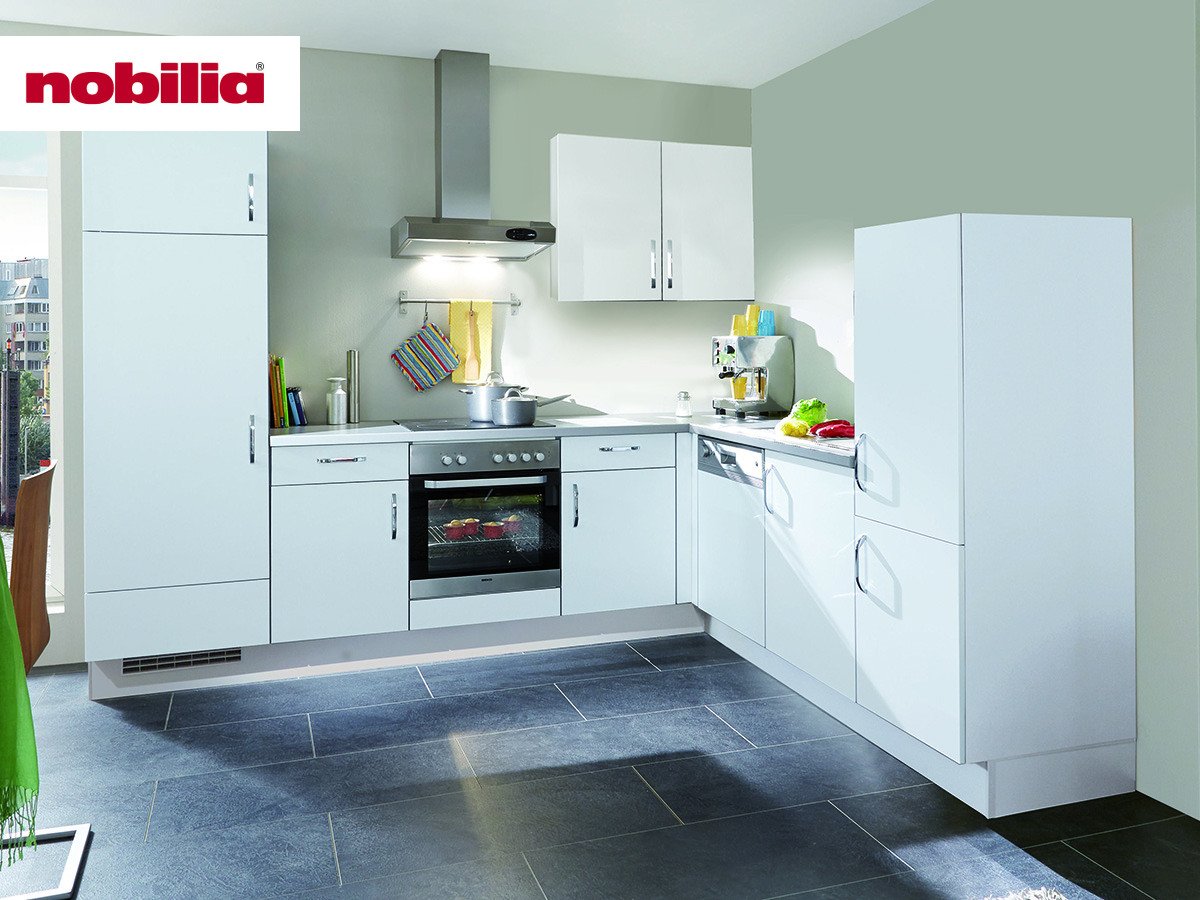 Eckküche 285 x 235 cm - mit Geräten - Küchenfronten Lack matt - TOUCH