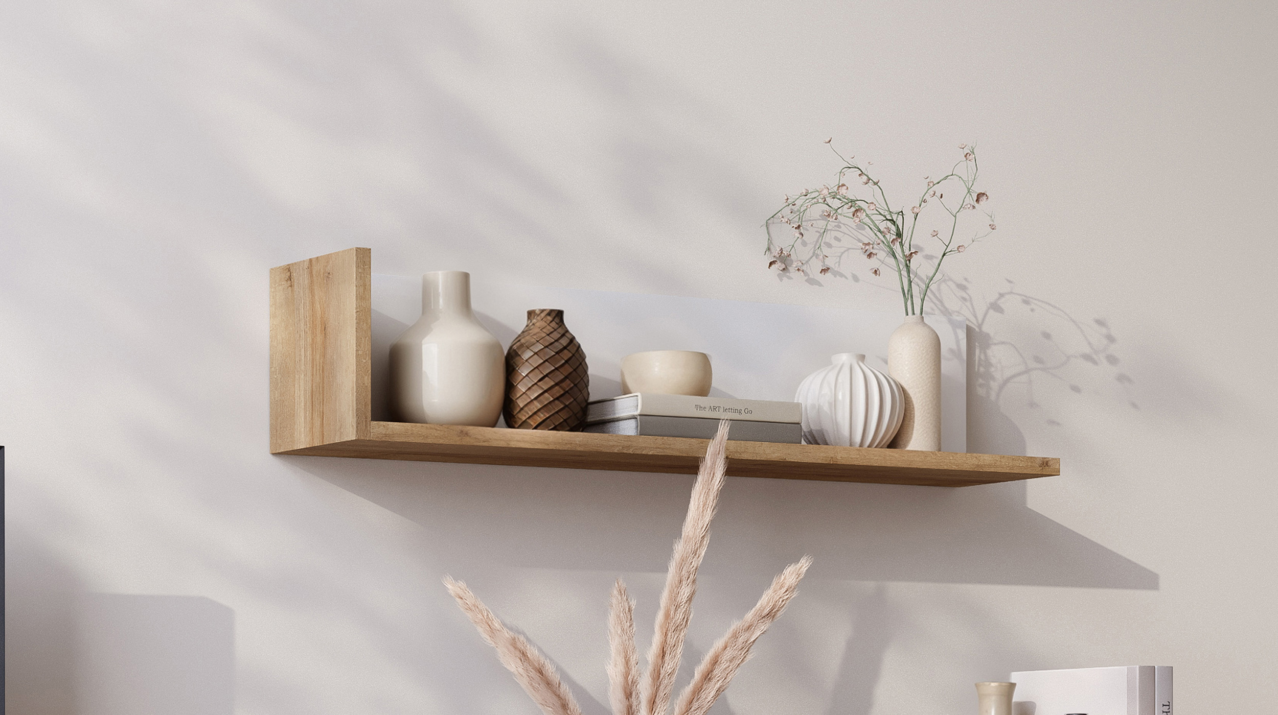 Wandboard weiß Hochglanz - Eiche 120 cm - LYON