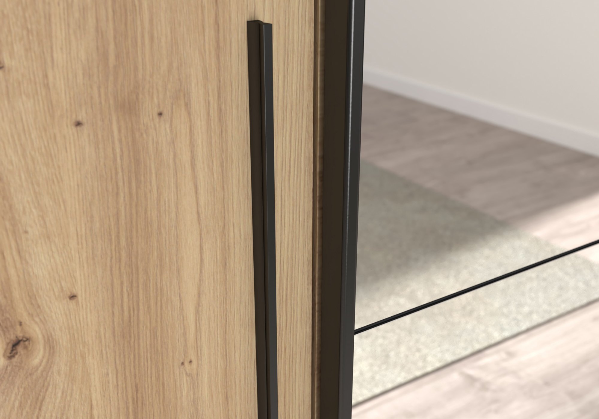 Kleiderschrank mit Spiegel - Artisan Eiche - 270 cm - RAYONG