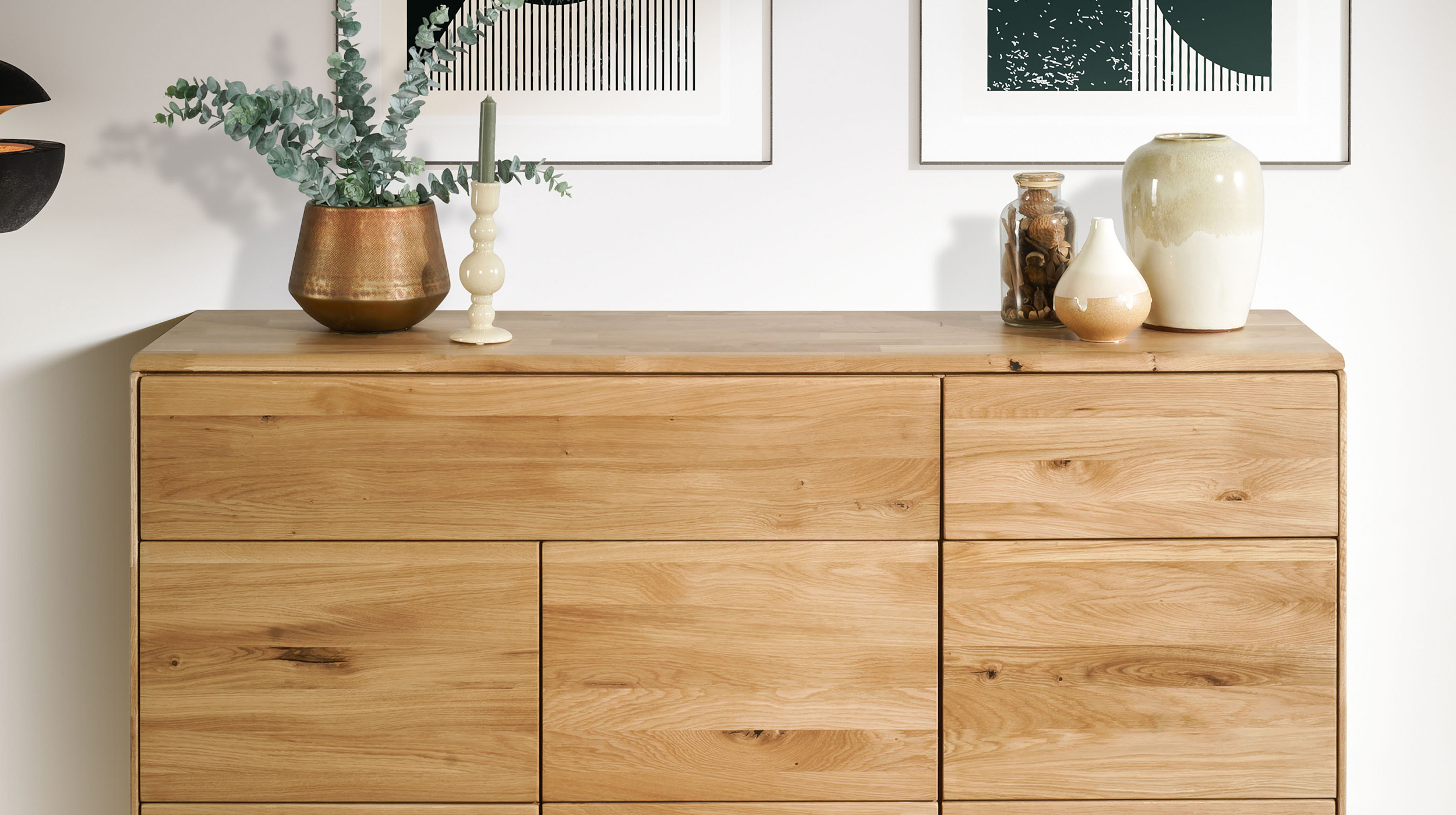 Kommode mit 2 Schubladen Wildeiche massiv geölt 149 cm - SKOV