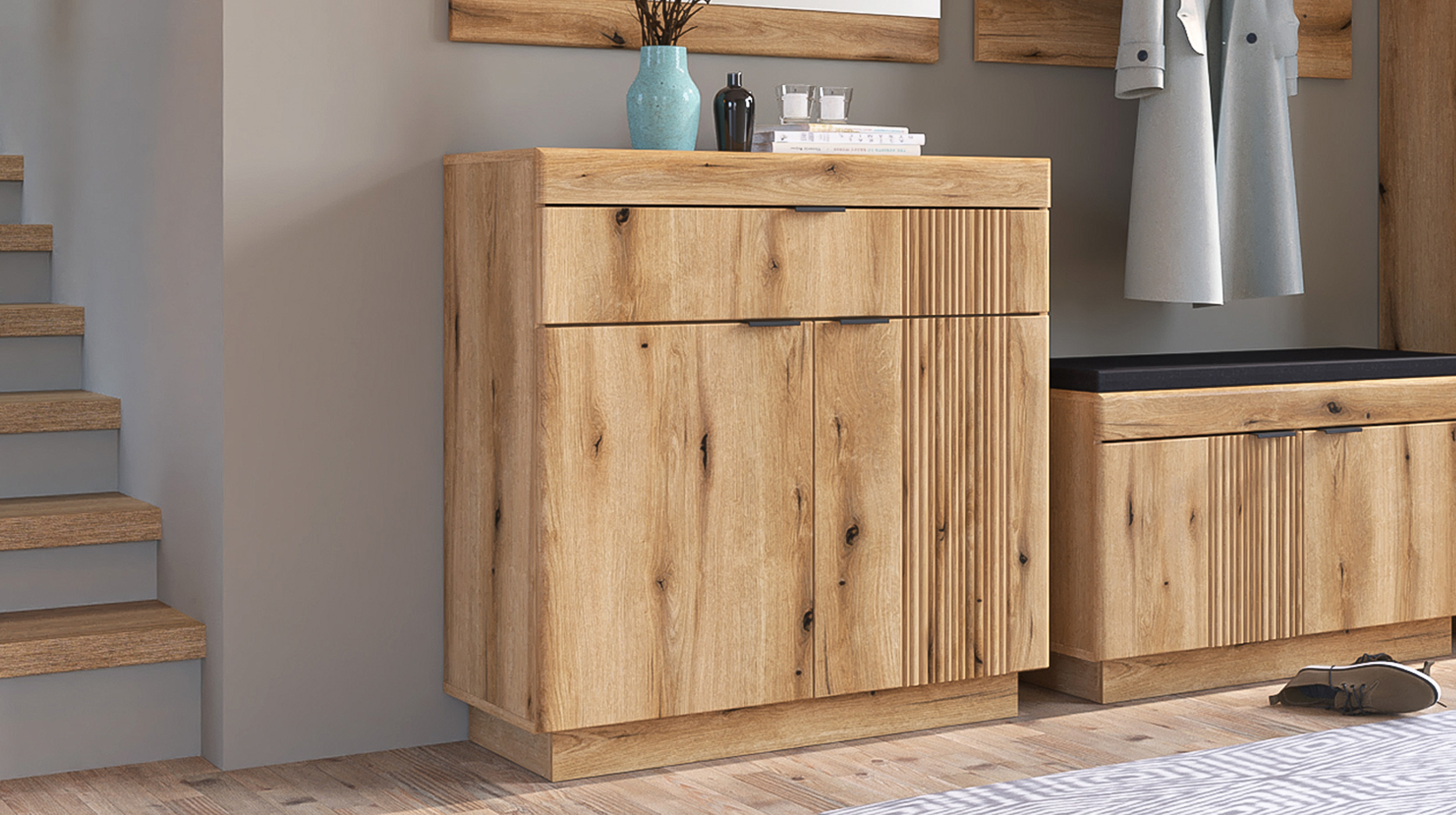 Garderobenkommode Coast Evoke Eiche 88 x 40 cm - DELAMAR