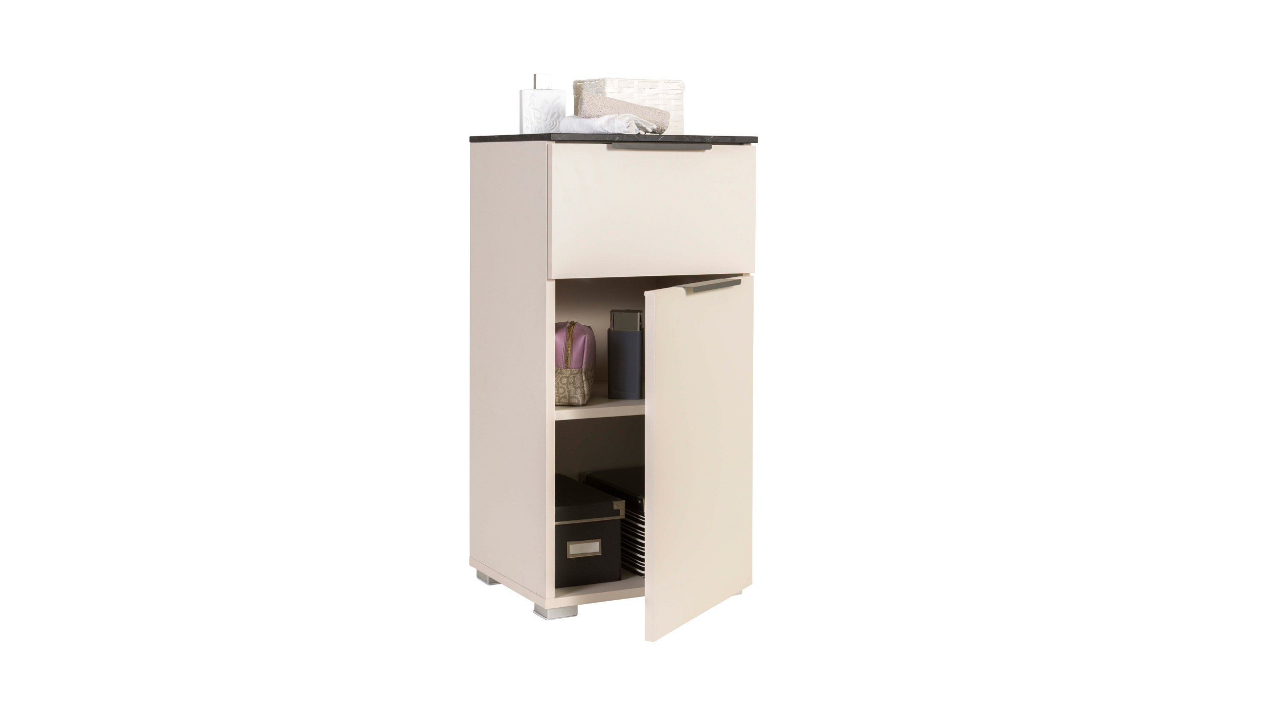 Bad Unterschrank beige - Marmoroptik 40 cm - 1 Tür - PROMESSA