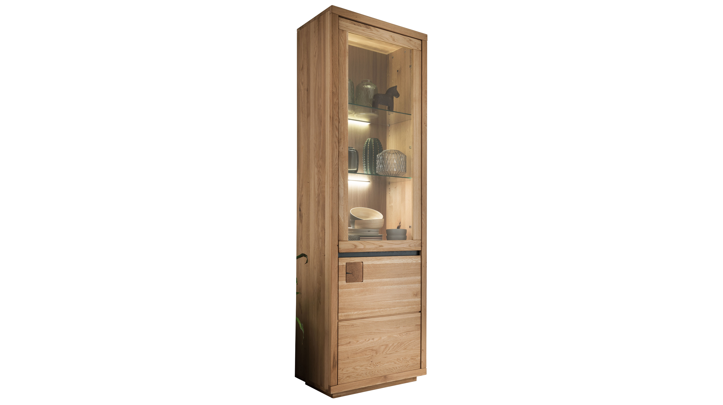 Vitrine mit Glastür Wildeiche massiv geölt Breite 65 cm - GIRONA Vitrine mit Glastür Wildeiche massiv geölt Breite 65 cm - GIRONA