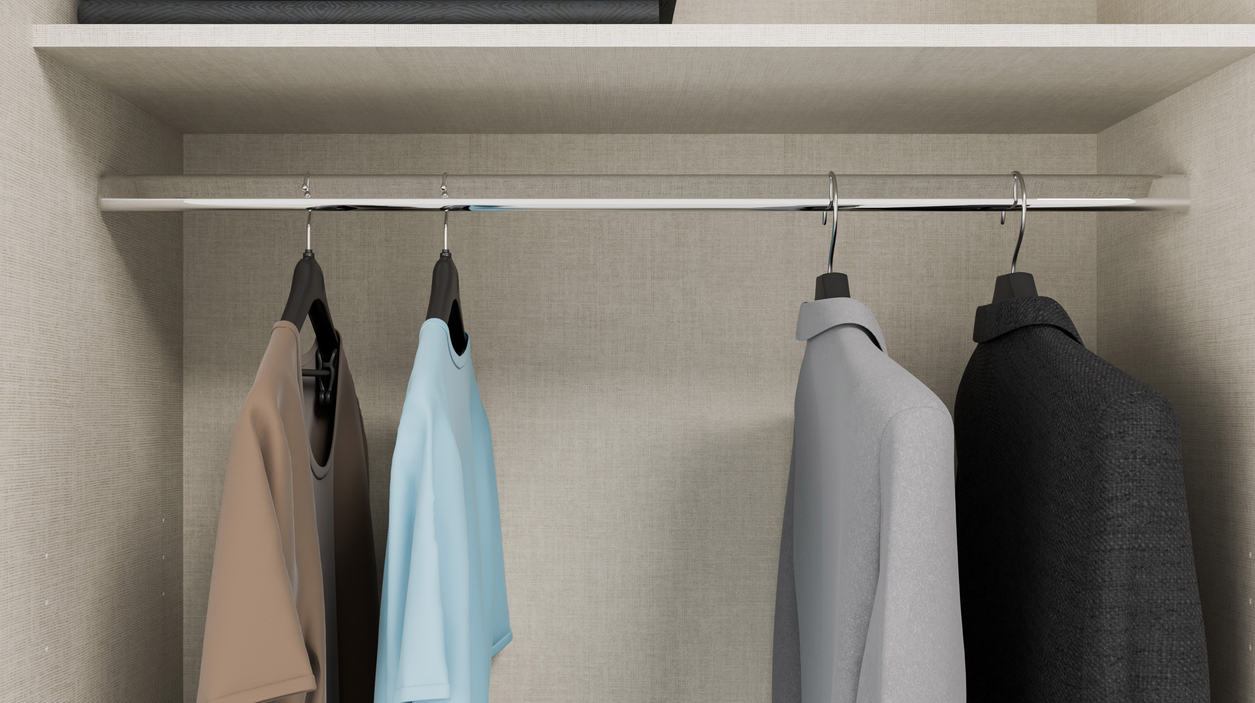 Kleiderschrank beige - 270 cm - Schwebetüren - mit 2 Schubladen - NARAGO