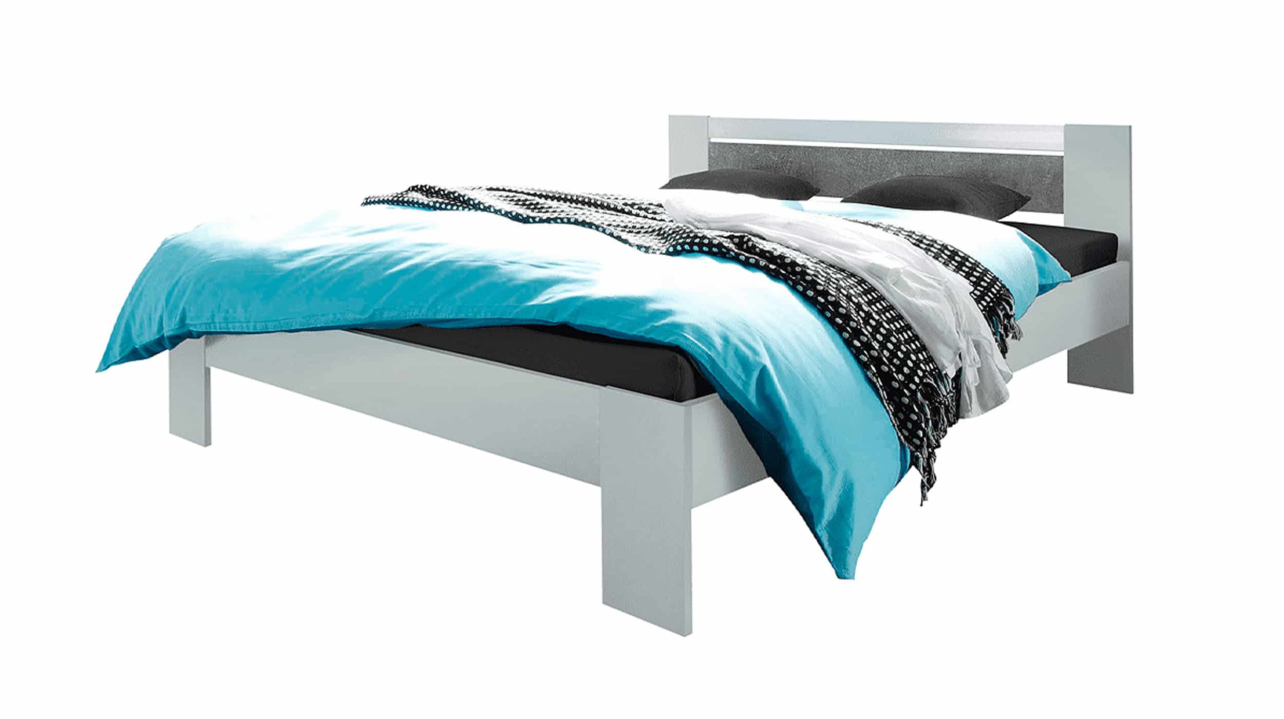 Futonbett 140 x 200 cm Einzelbett weiß - Betonoptik - VEGA 