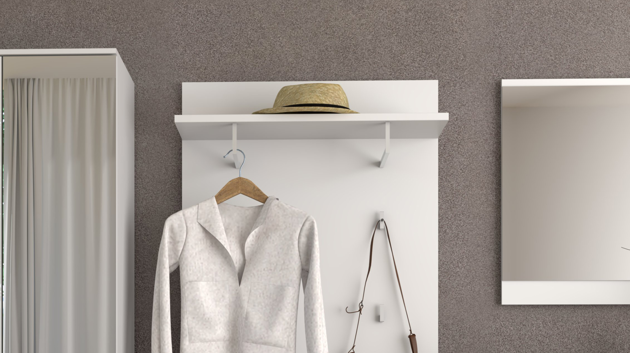 Wandgarderobe Paneel weiß 80 x 138 cm - SANTORIN