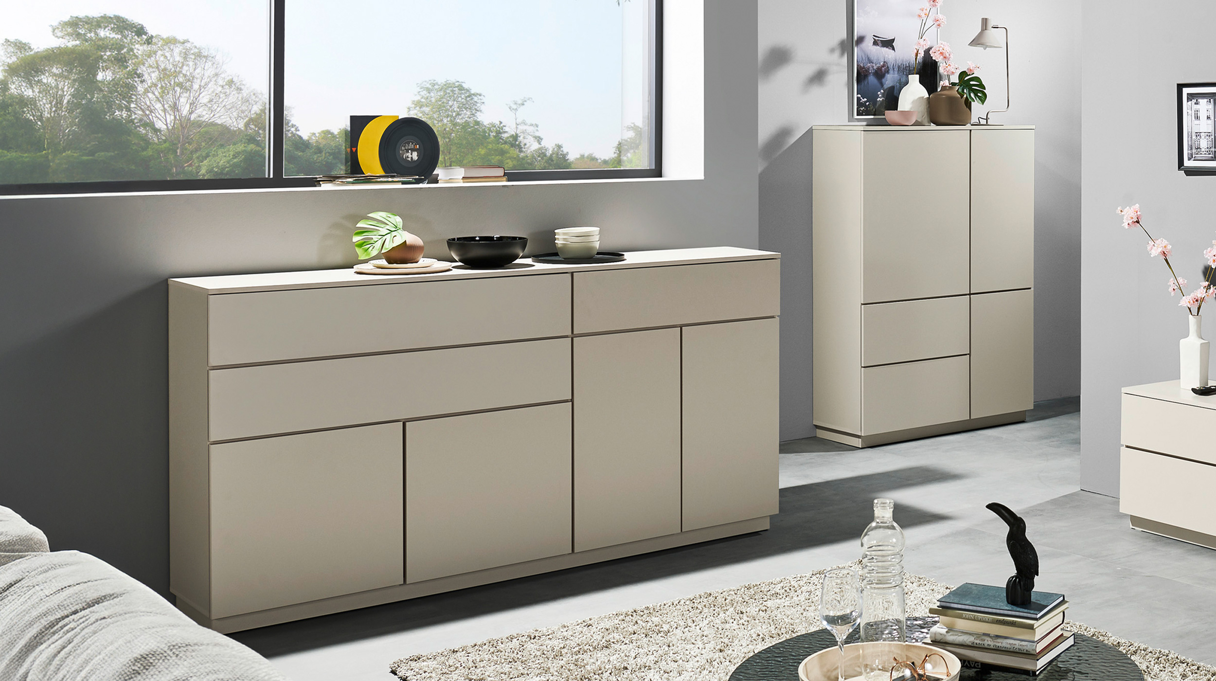 Sideboard mit 3 Schubladen beige 191 cm - VINCE