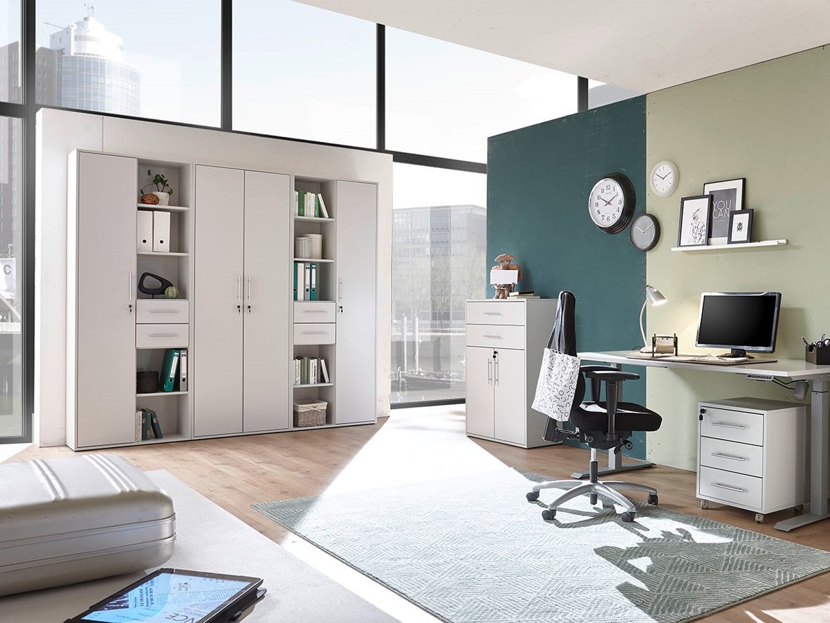 Büroschrank lichtgrau 80 cm x 216 cm - 5 Einlegeböden - PRONTO