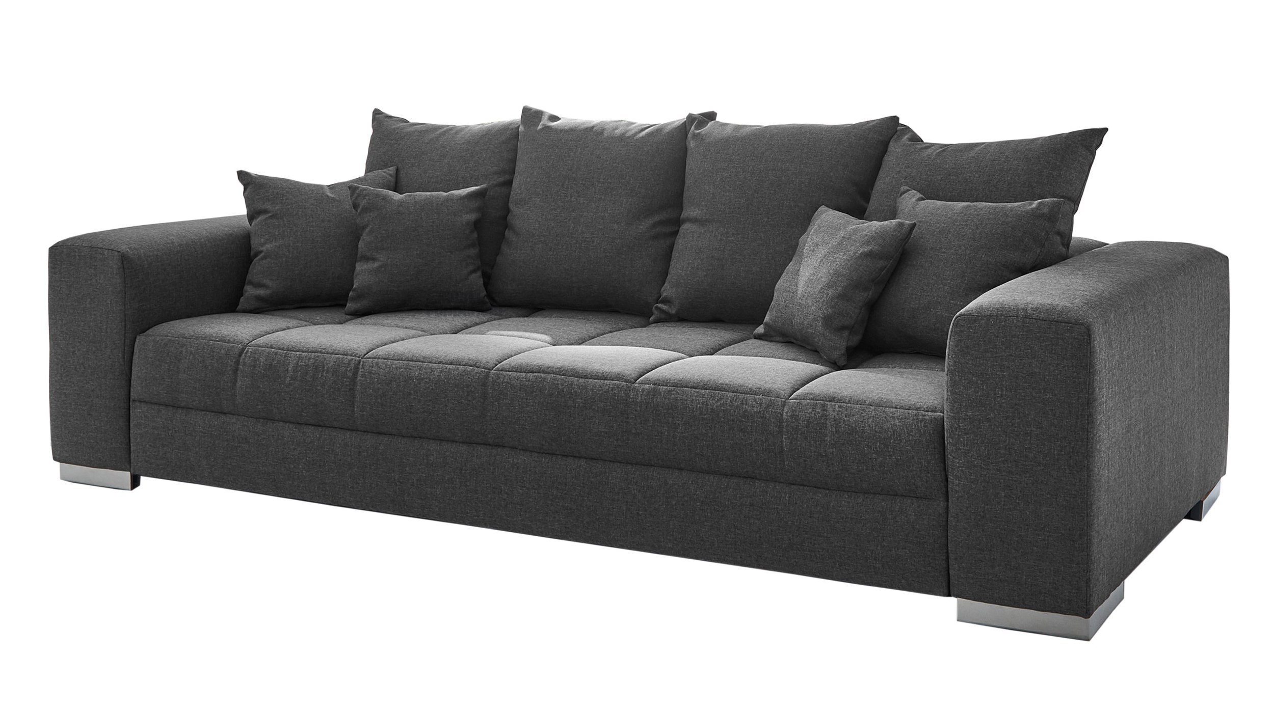 Big Sofa grau 254 cm - Nosagunterfederung - BORNEO