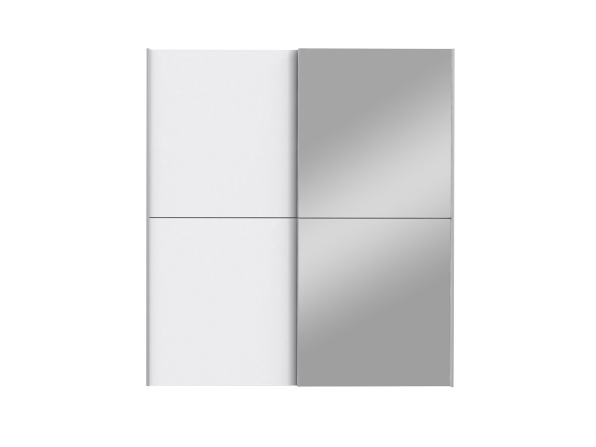 Schwebetürenschrank mit Spiegel weiß 170 cm - WHITE KISS