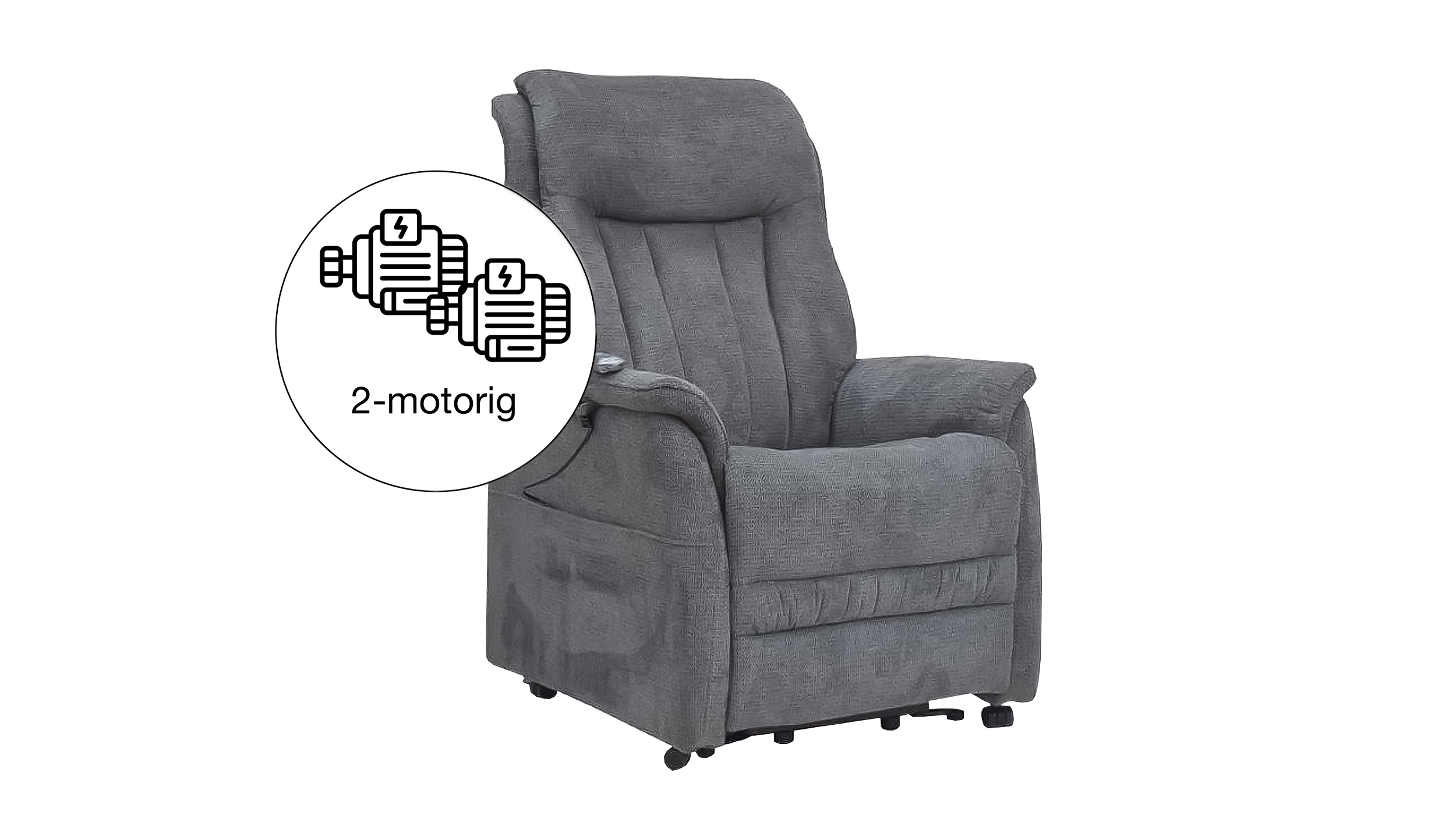 Fernsehsessel Webstoff grau - 2 Motoren - Aufstehhilfe - SIENA