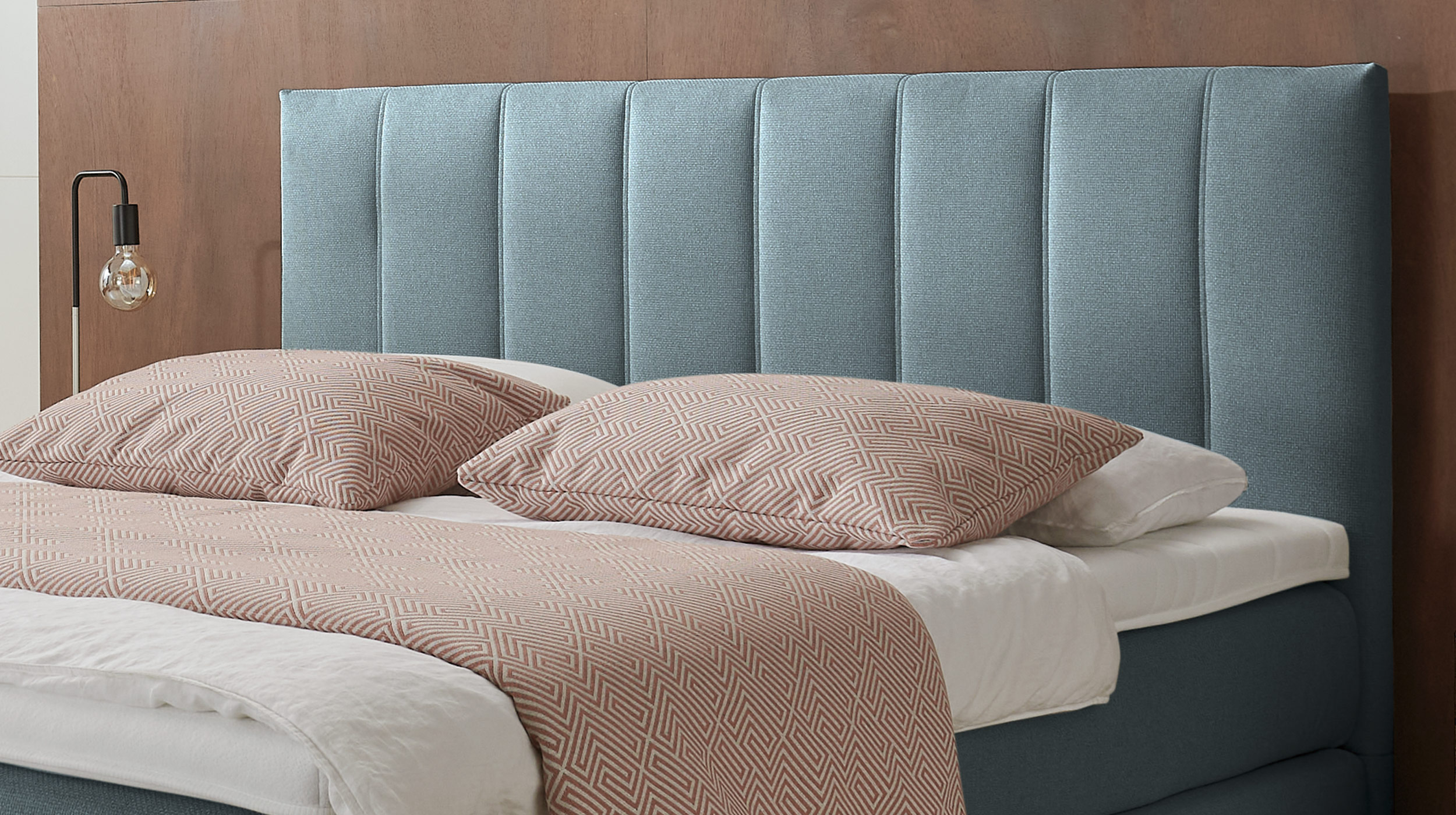 Boxspringbett 180 x 200 cm grau-blau Microchenillebezug - SALVO