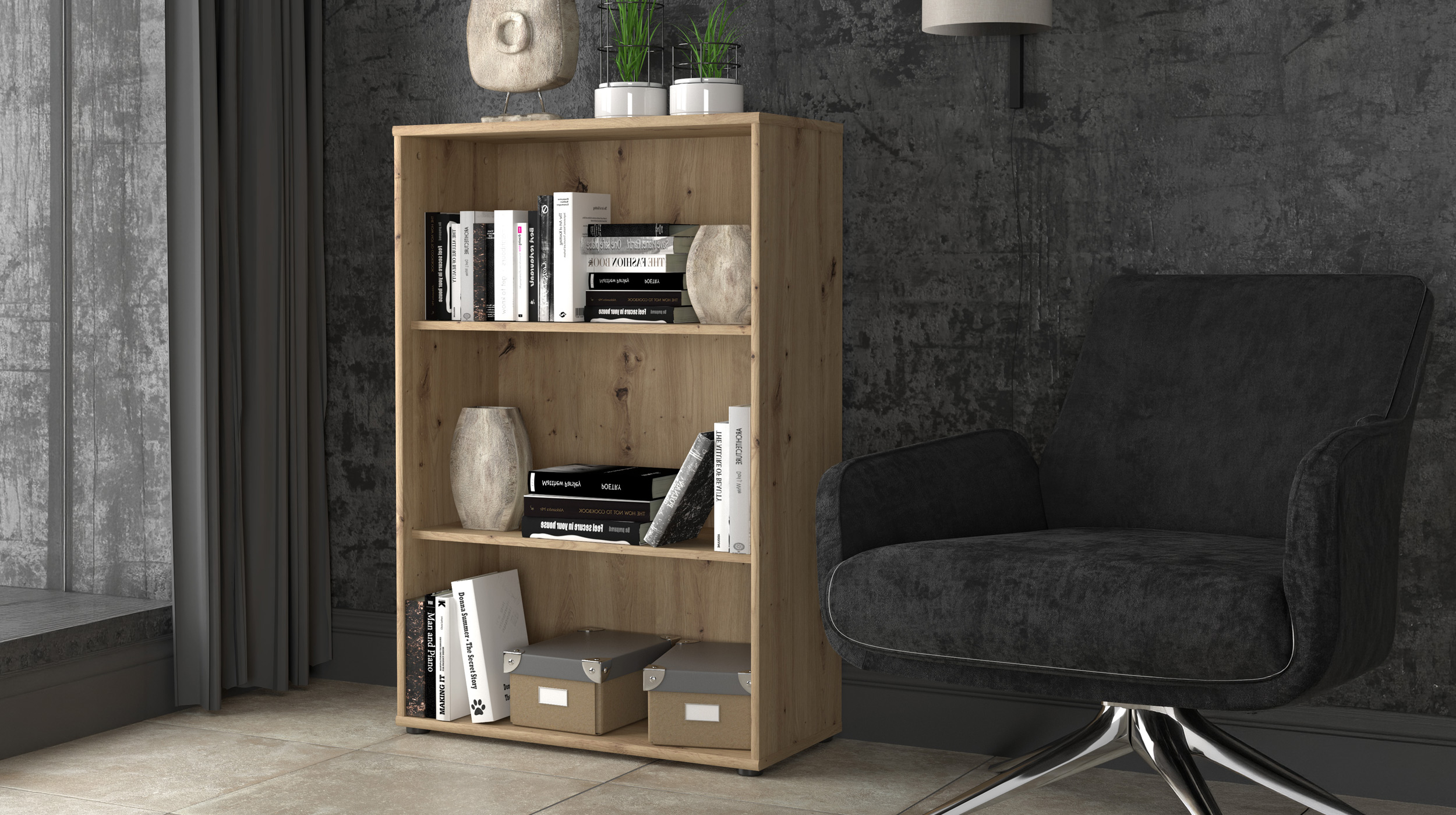 Bücherregal Büroregal Artisan Eiche 111 x 74 cm - TEMPRA