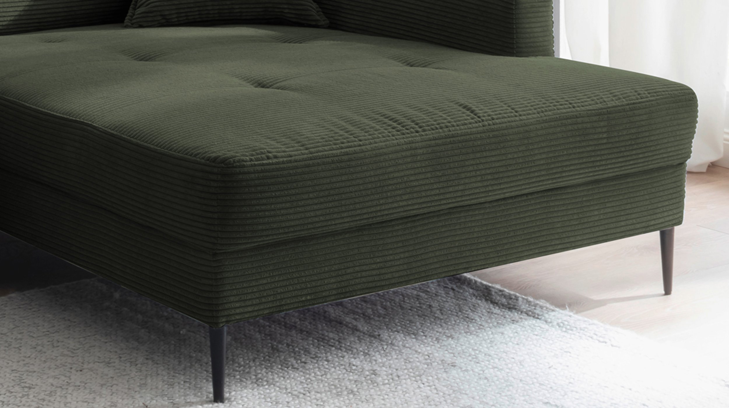 Ecksofa Cord dunkelgrün 276 x 173 cm - SUMMER