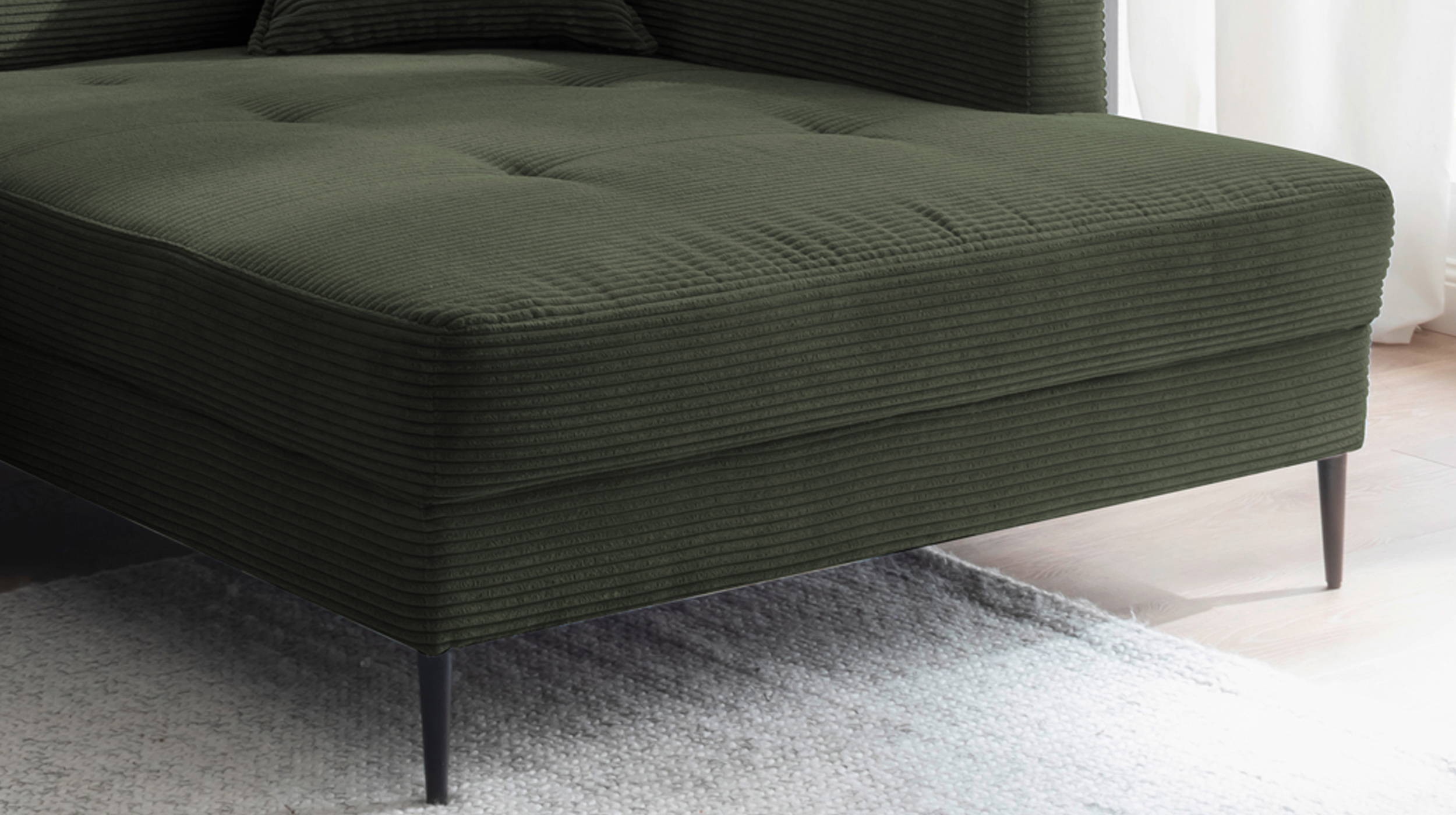 Ecksofa Cord grün 276 x 173 cm - OT rechts - SUMMER