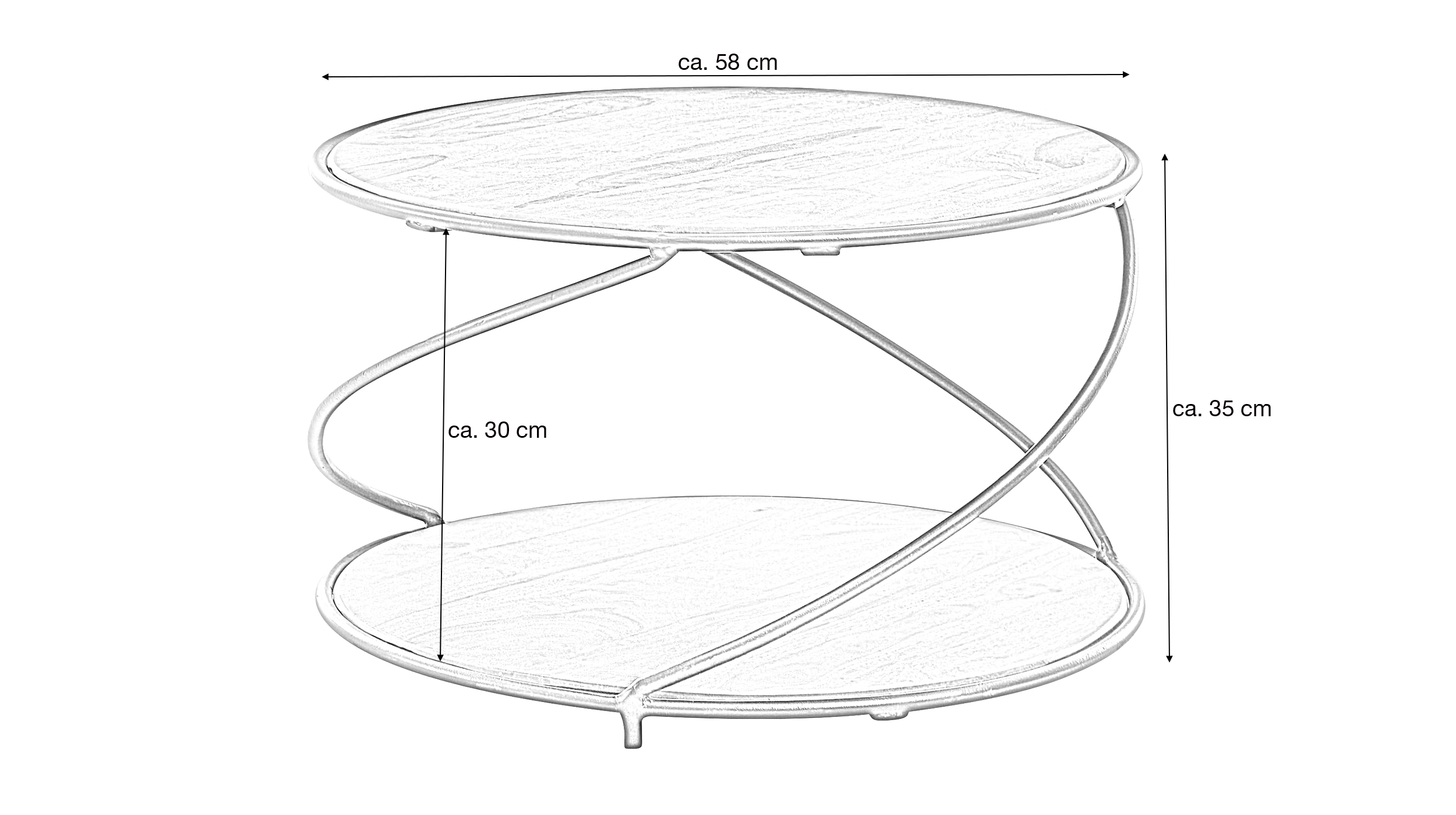 Couchtisch rund Sheesham massiv lackiert 58 x 35 cm - RUNDA