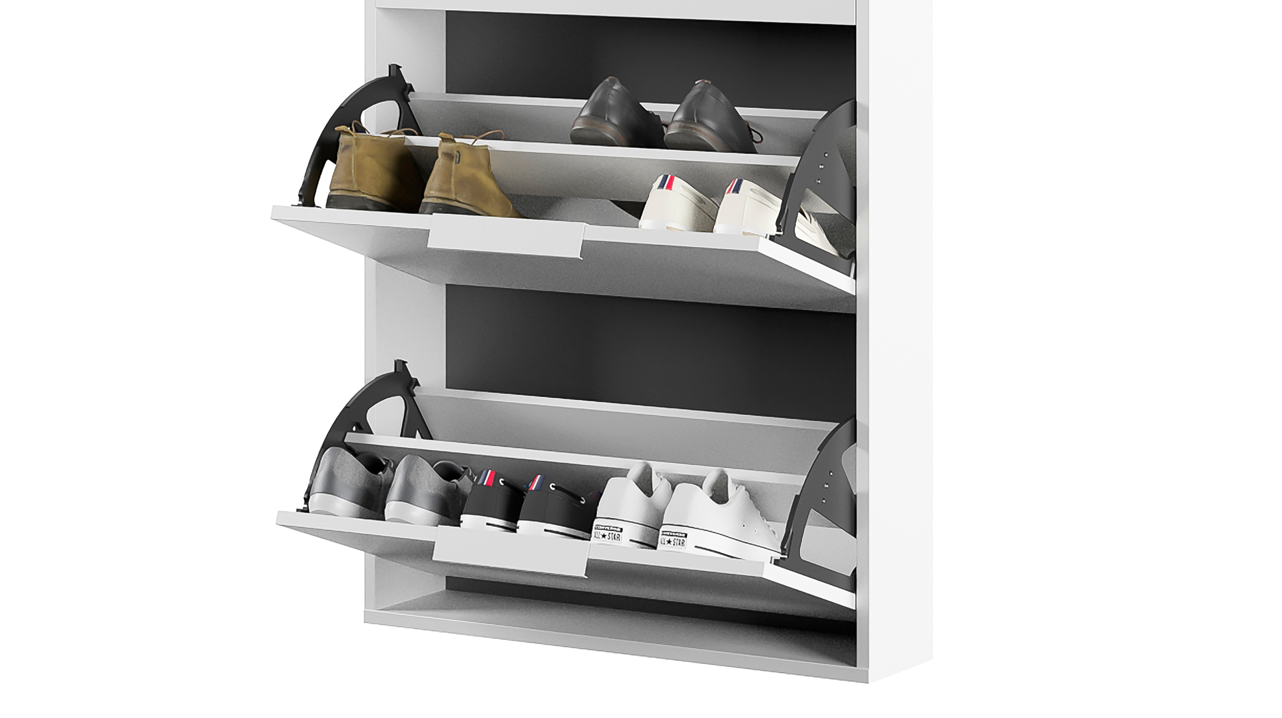 Schuhschrank weiß hochglanz 3-türig 65 x 105 cm - ESPRESSO