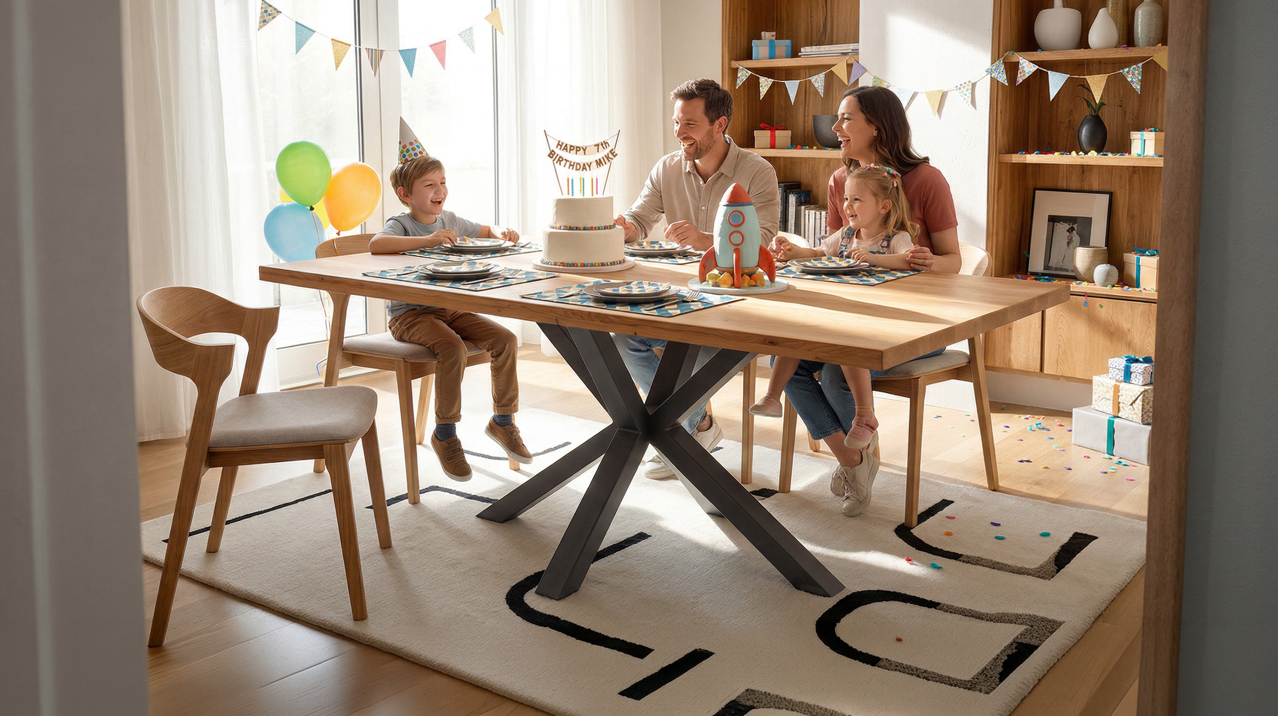 Esstisch Massivholztisch 220 cm massiv Wildeiche geölt - DEBA