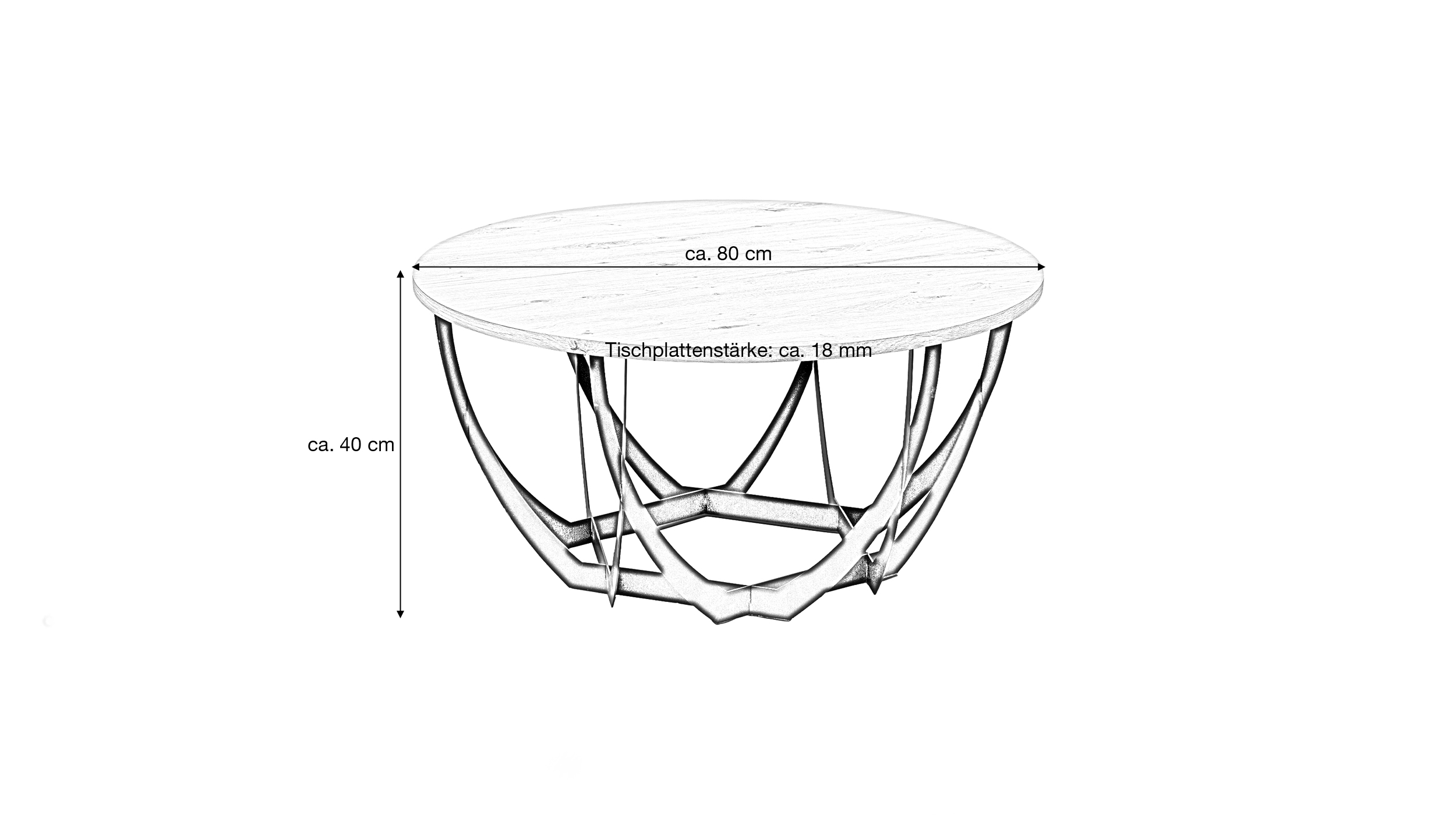 Couchtisch Artisan Eiche 80 x 80 cm rund Wohnzimmertisch - MELLA
