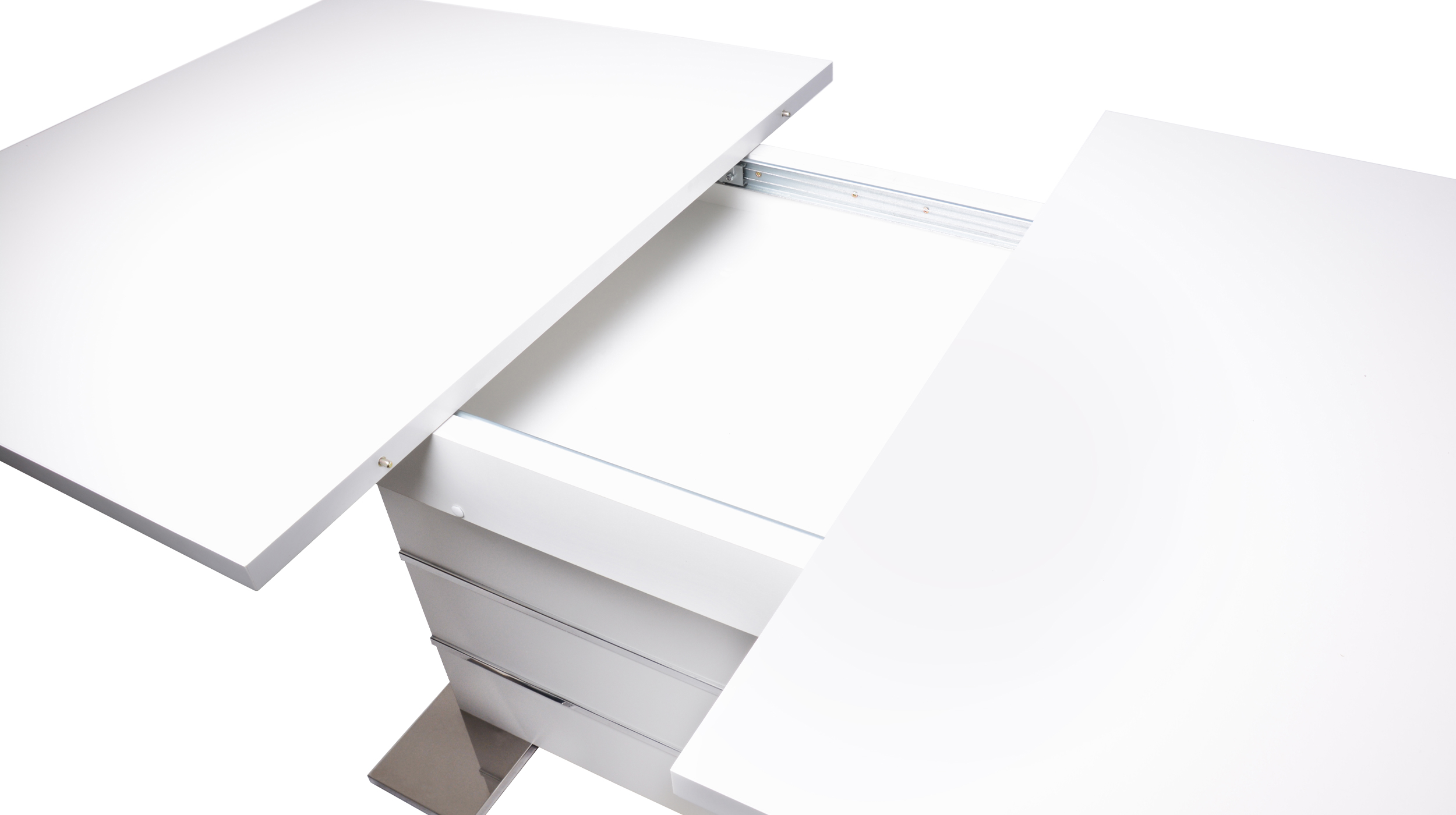 Säulentisch 160 - 200 cm weiß - ausziehbar - MANTOVA