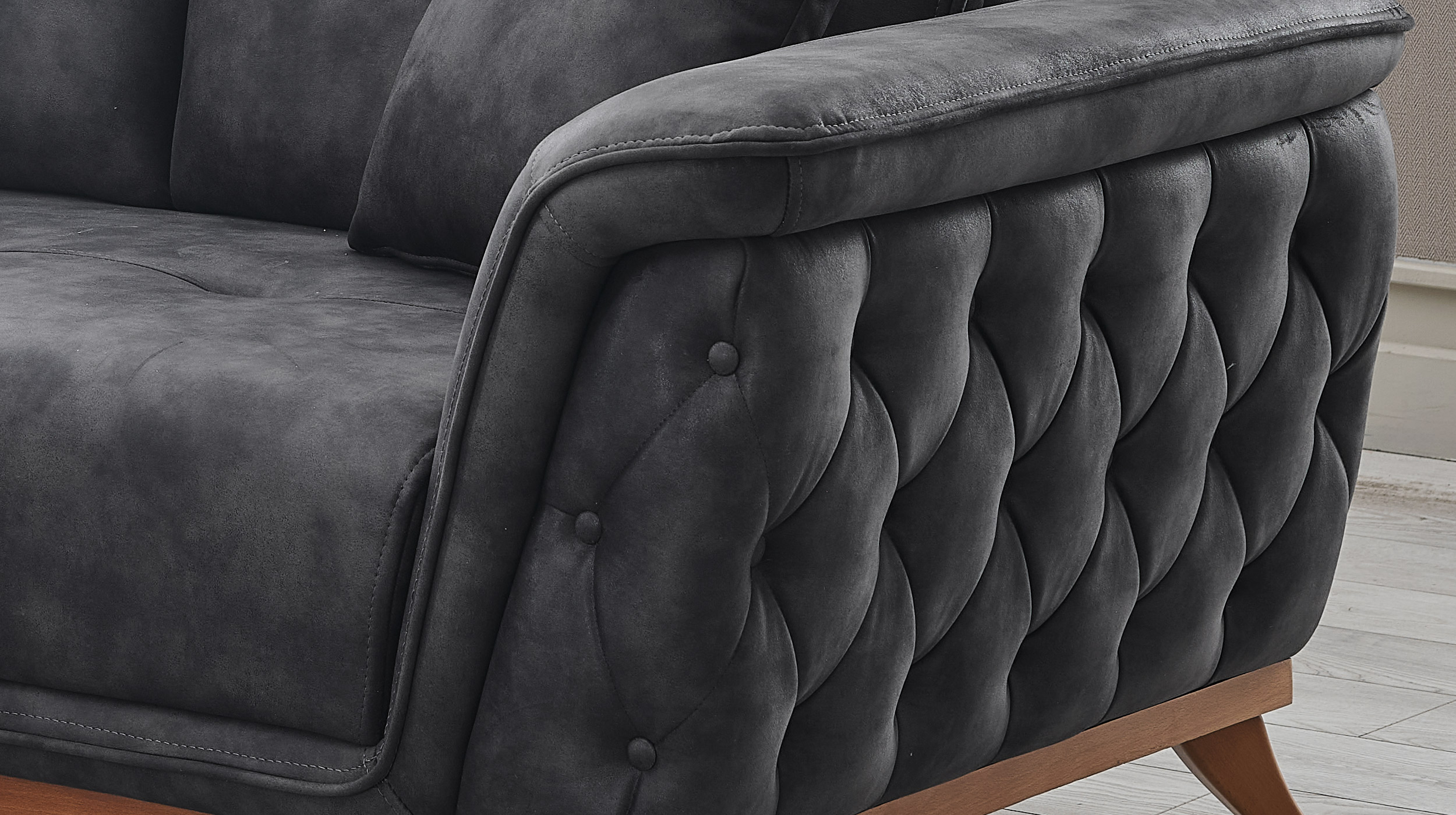 Einzelsofa 2-Sitzer anthrazit 181 cm - ALBERTO