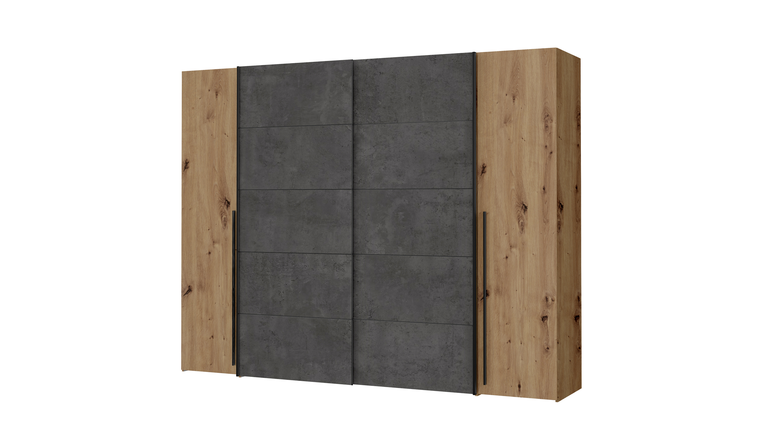 Kleiderschrank Artisan Eiche - grau - 270 cm - Schwebetüren NARAGO