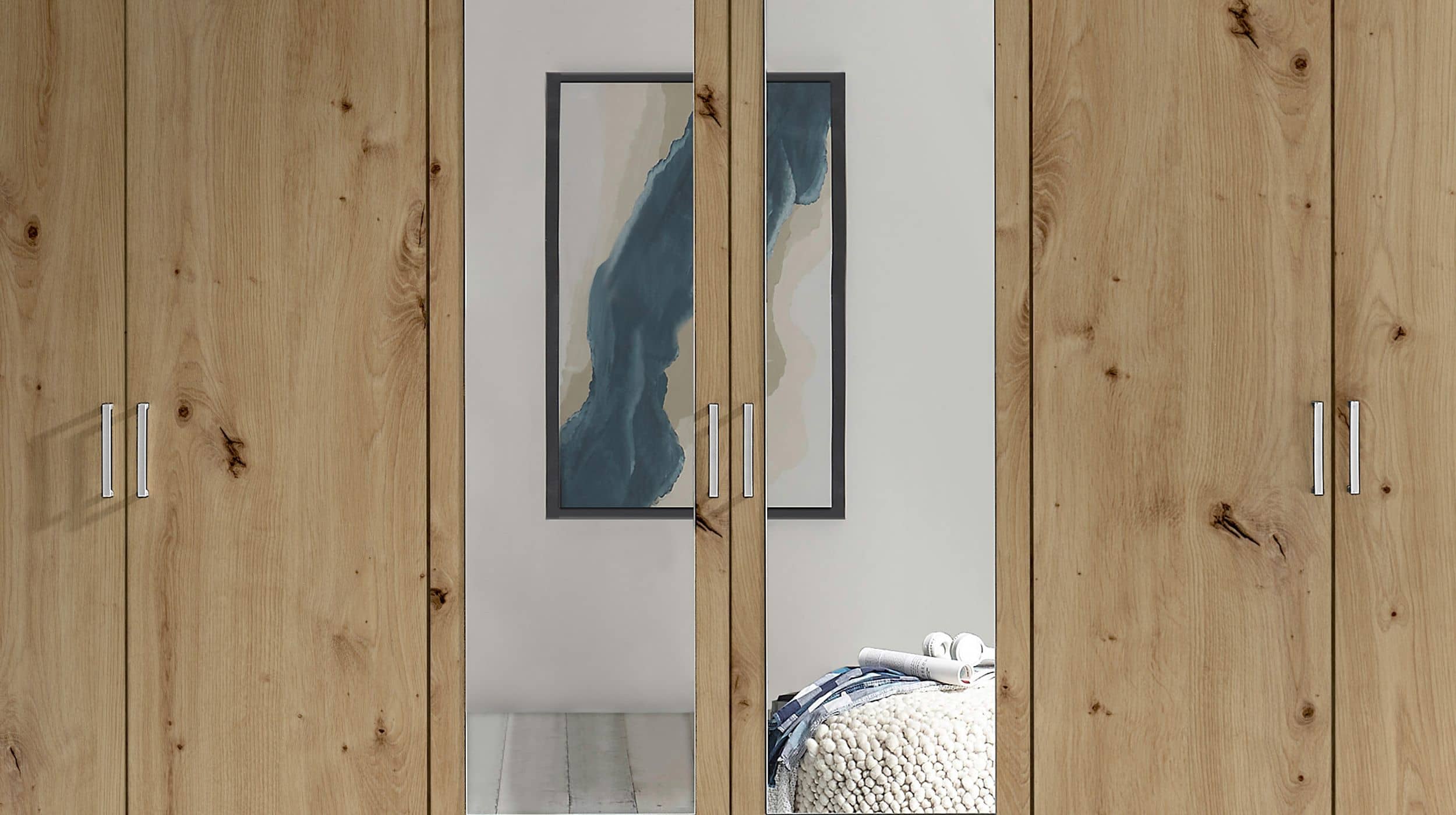 Kleiderschrank Artisan Eiche mit Spiegel - 271 cm - 6-türig - ELVA