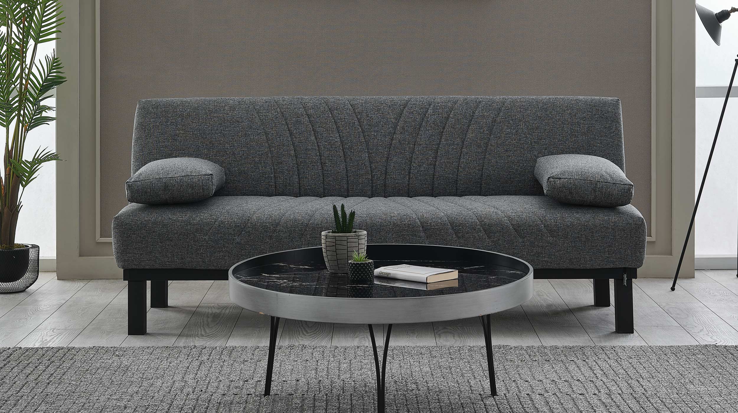 Einzelsofa 3-Sitzer grau Schlaffunktion 190 cm - RADOO