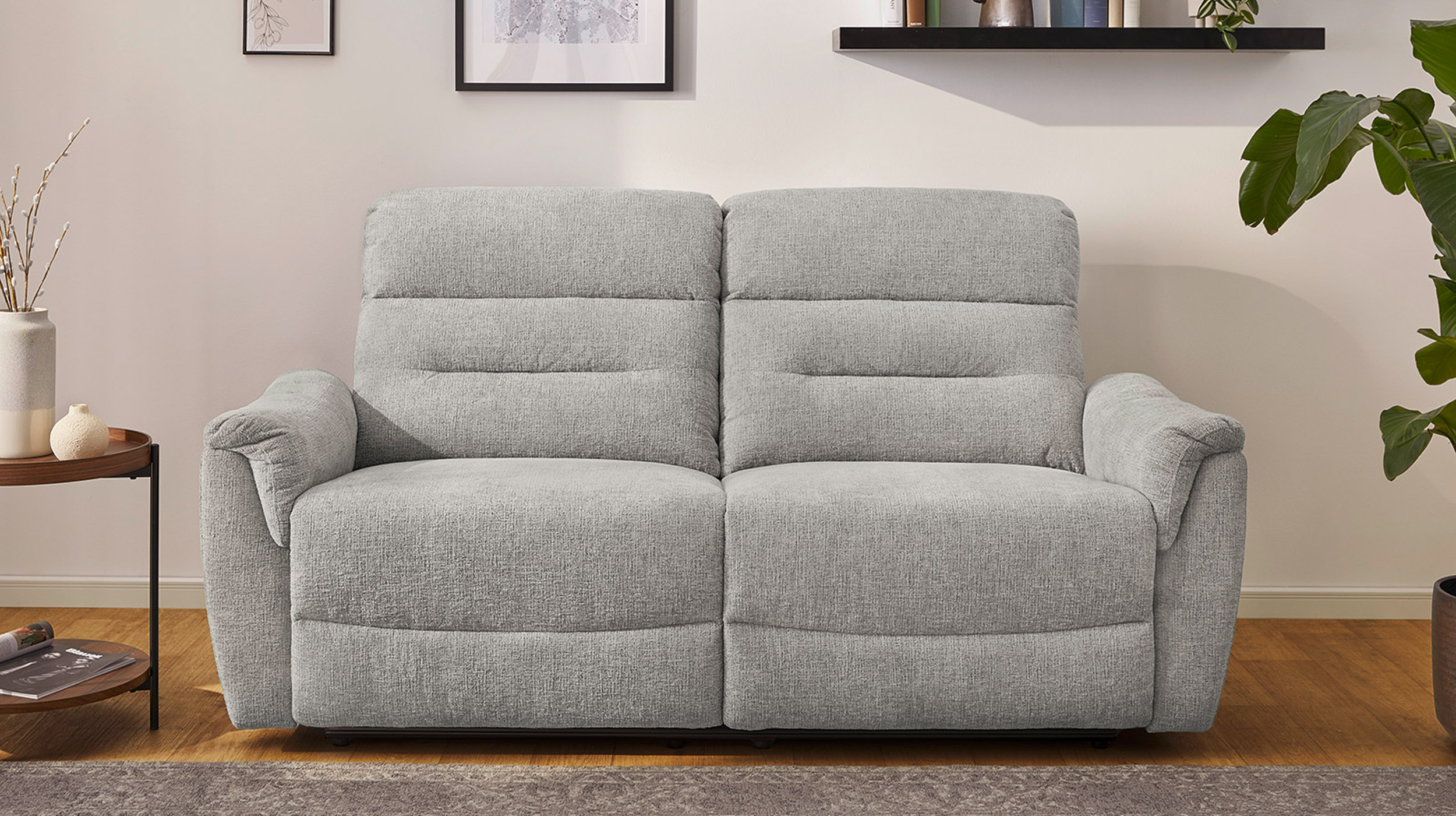 Einzelsofa 3-Sitzer Chenille grau 194 cm - Relaxfunktion - UTAH