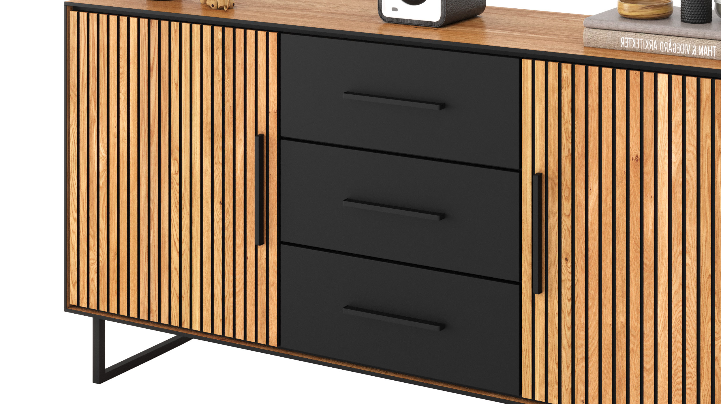 Sideboard mit 3 Schubladen Eiche geölt 163 cm - BELLA