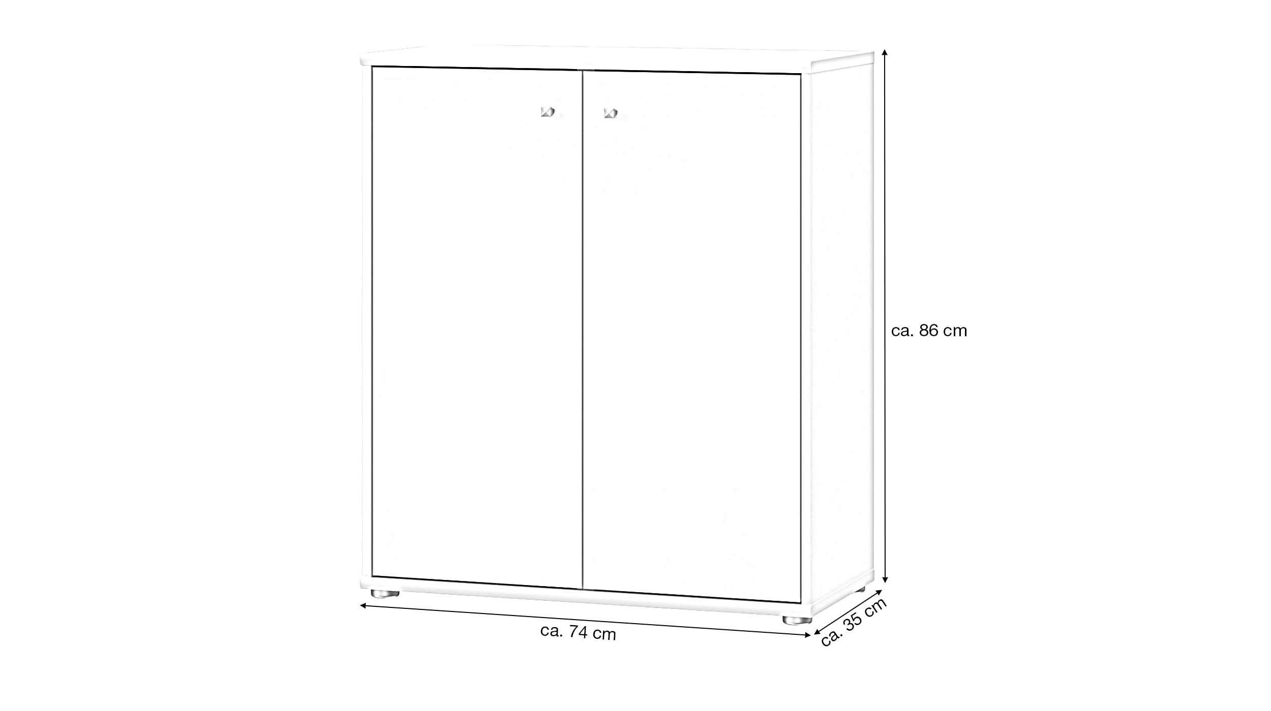 Kommode weiß 74 x 35 cm - 2-türig - TEMPRA