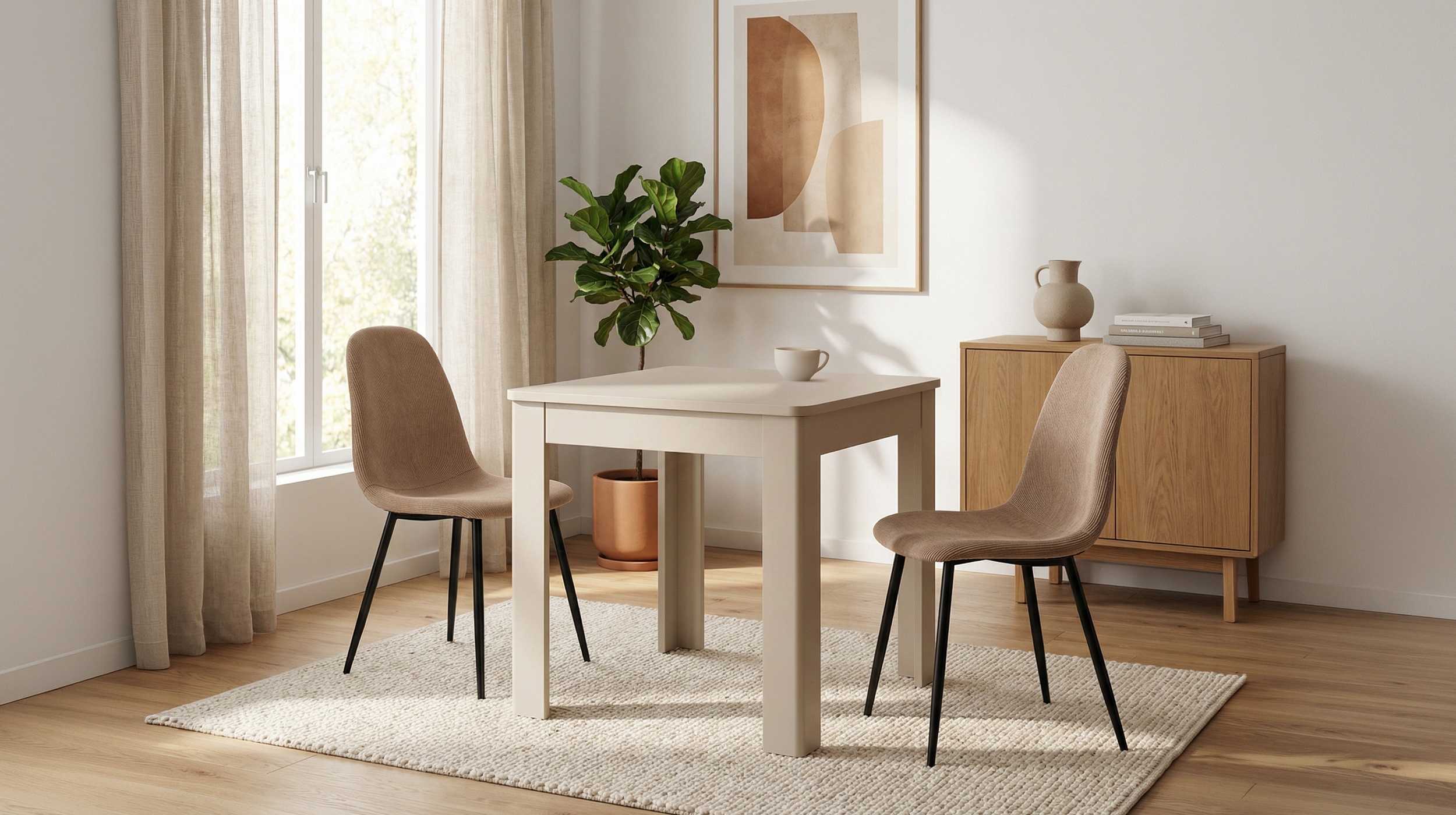 Esstisch beige 80 x 80 cm - mit Schublade - OSLO
