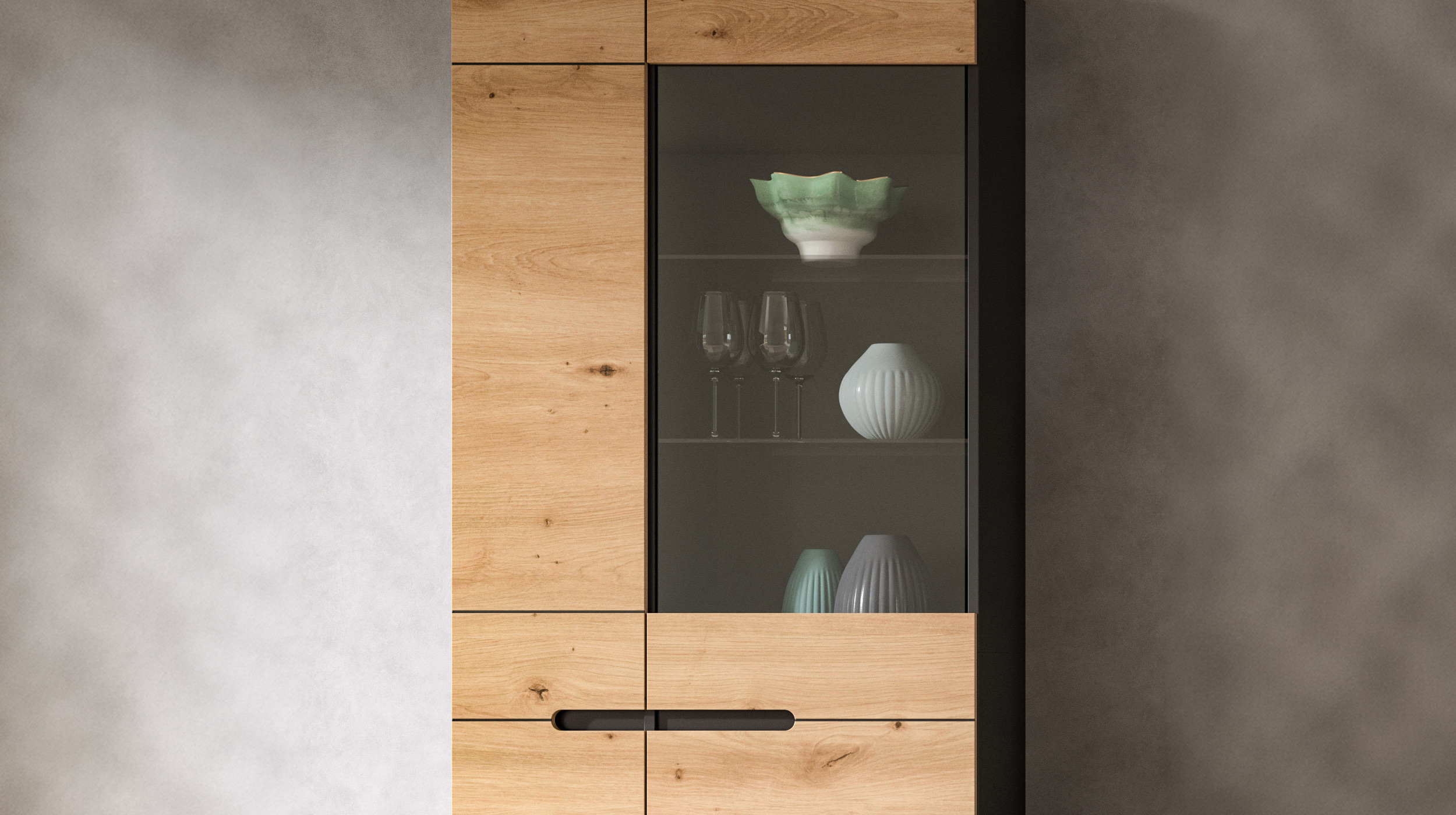 Vitrine mit Glastür Artisan Eiche Breite 80 cm - CANU