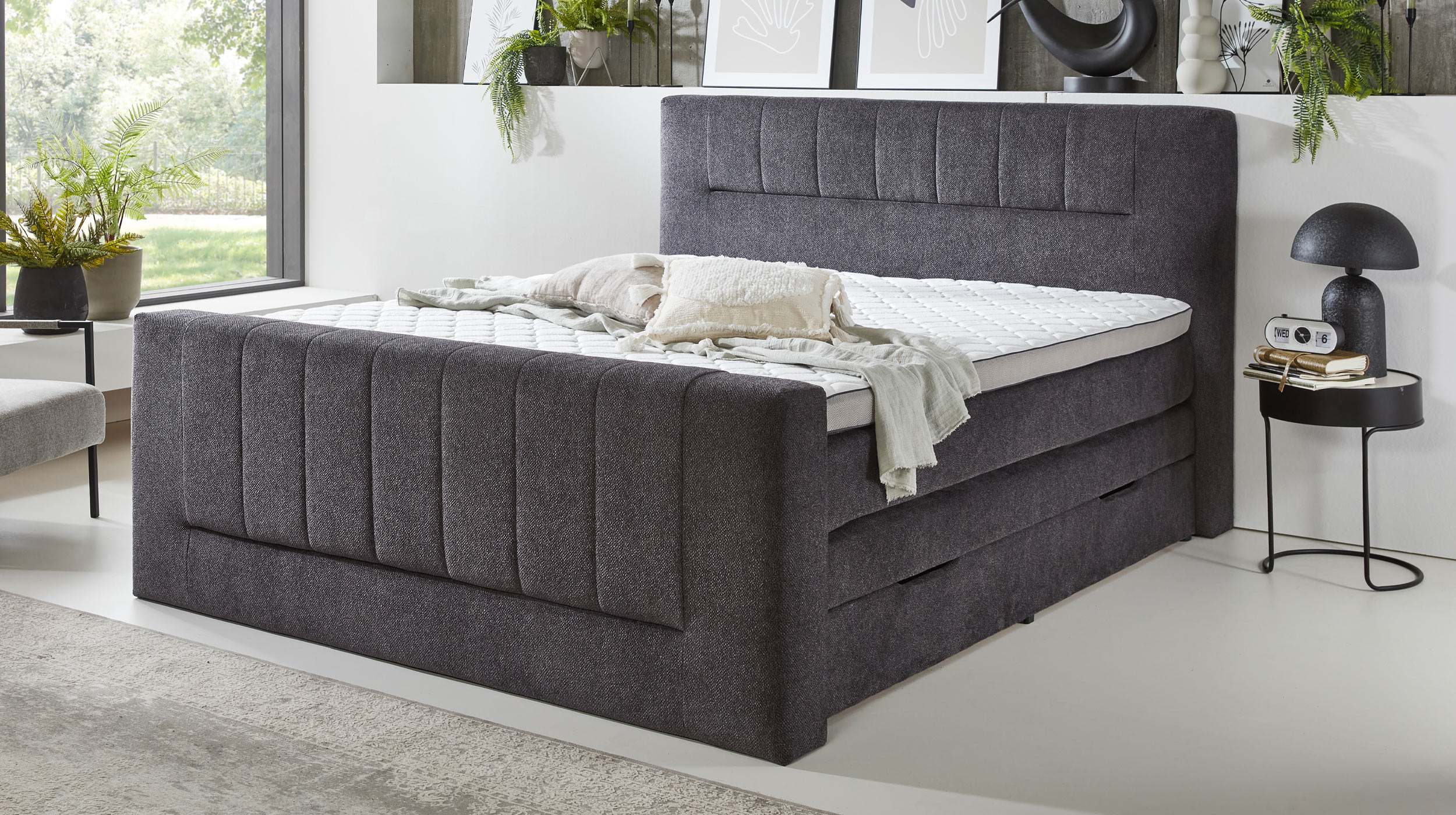 Boxspringbett 180 x 200 cm Bettkasten anthrazit Stoffbezug - KENOSHA