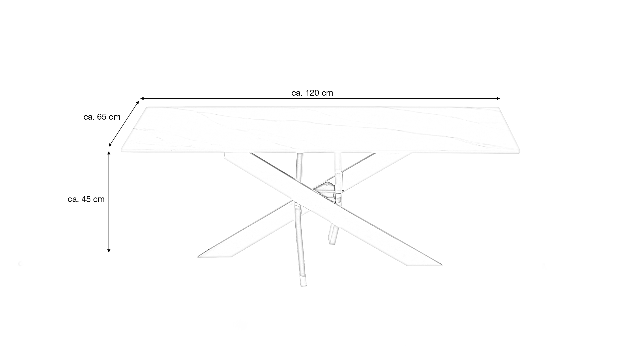 Couchtisch weiß Keramik 120 x 65 cm - LEDARNO