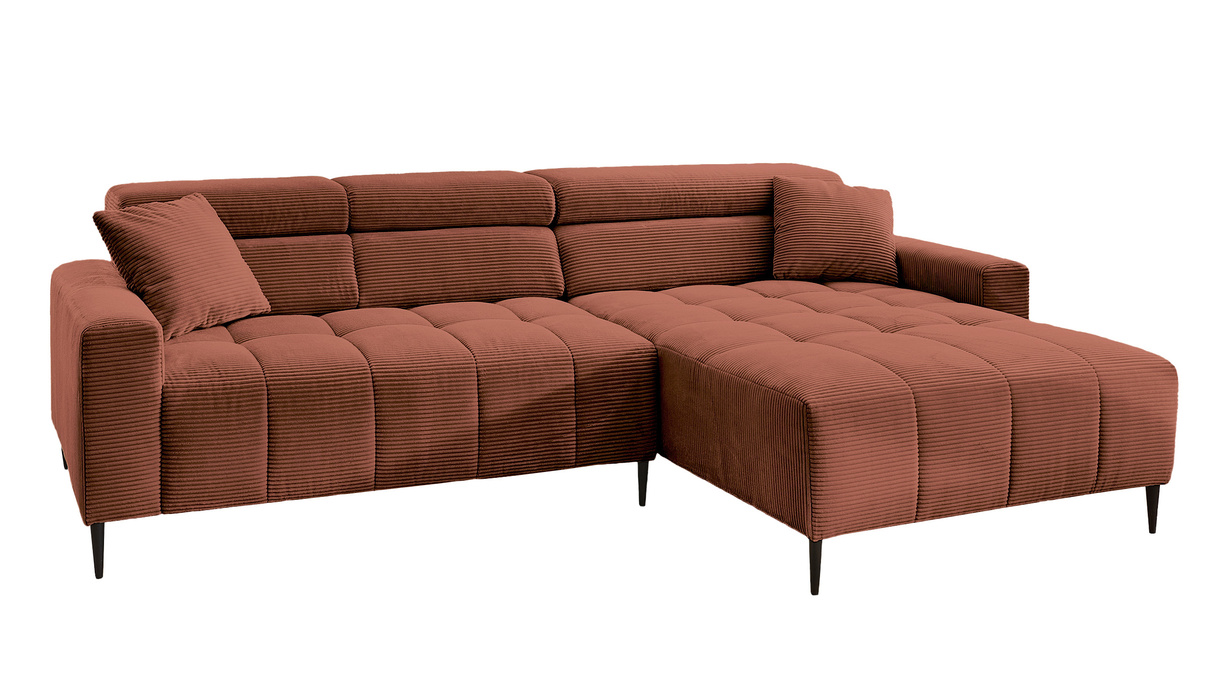 Ecksofa Cord rost ausziehbar - Sitztiefenverstellung 256 cm - OT rechts - SIMPLE Ecksofa Cord rost ausziehbar - Sitztiefenverstellung 256 cm - OT rechts - SIMPLE