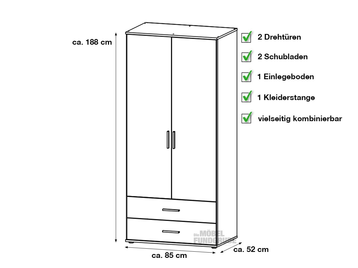 Kleiderschrank Sonoma Eiche - von rauch - 85 cm - RASANT