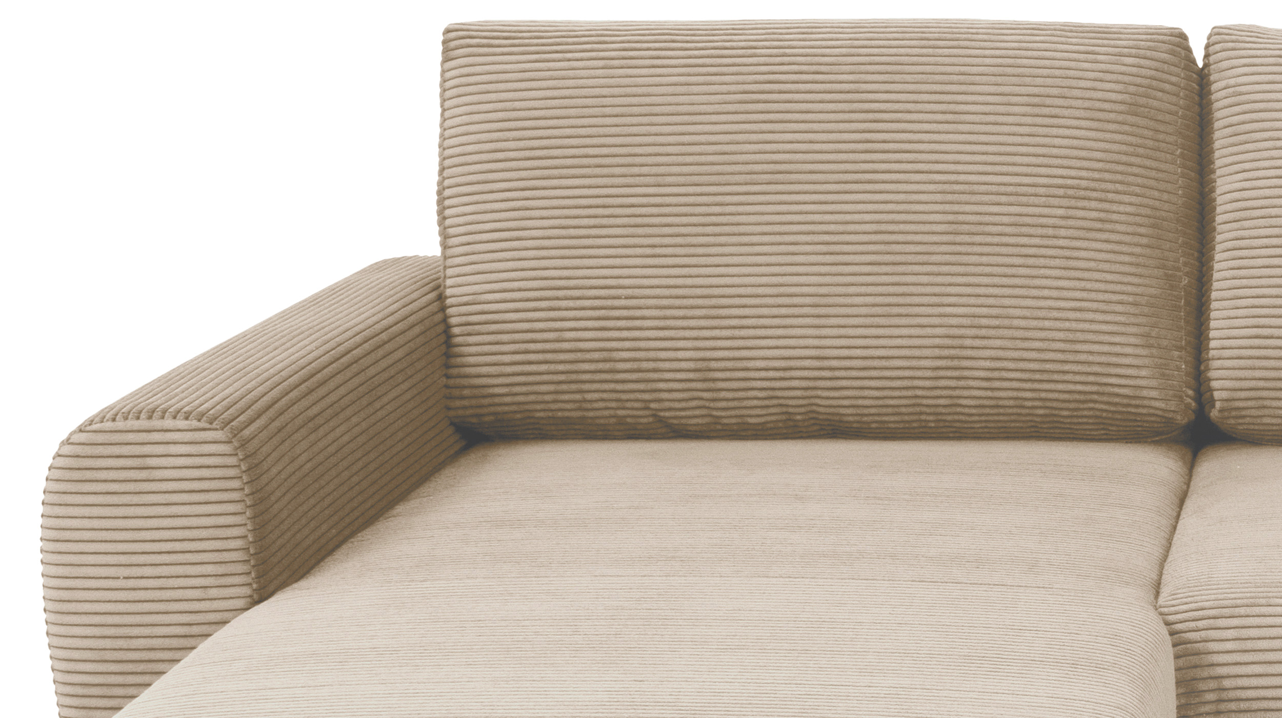 Ecksofa Schlaffunktion Bettkasten creme Cord 261 cm - RAMONA