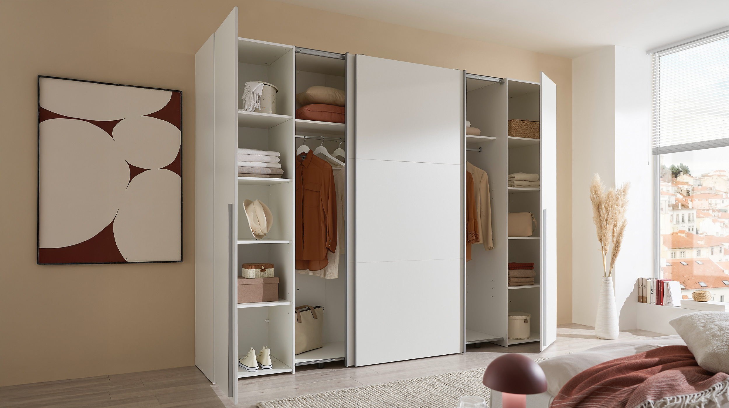 Kleiderschrank weiß - 267 cm - Schwebetüren - MATURS