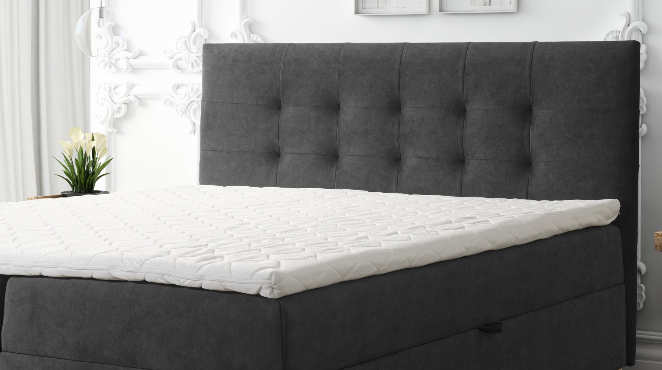 Boxbett 160 x 200 cm anthrazit Bettkasten - ADORA Boxbett 160 x 200 cm anthrazit Bettkasten - ADORA