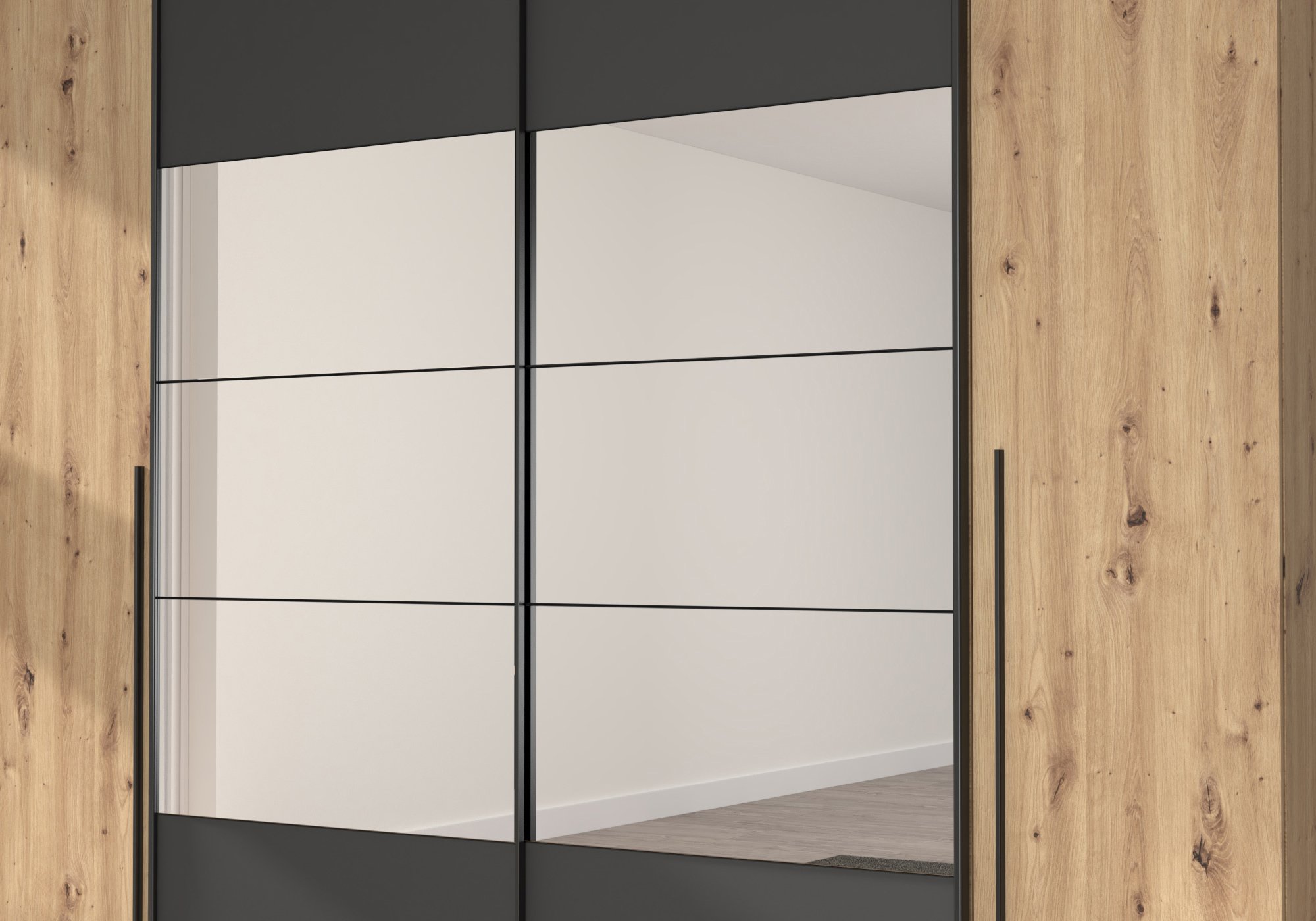 Kleiderschrank mit Spiegel - Artisan Eiche - 270 cm - RAYONG