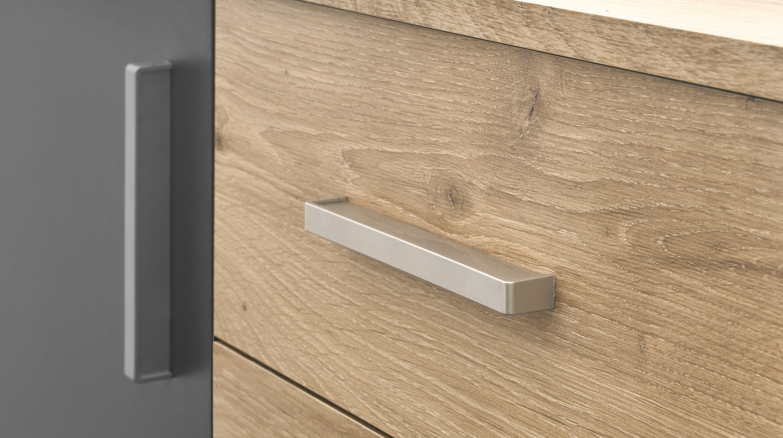 Kommode Viking Oak - grau 80 x 84 cm 2 Schubladen - BOBBY