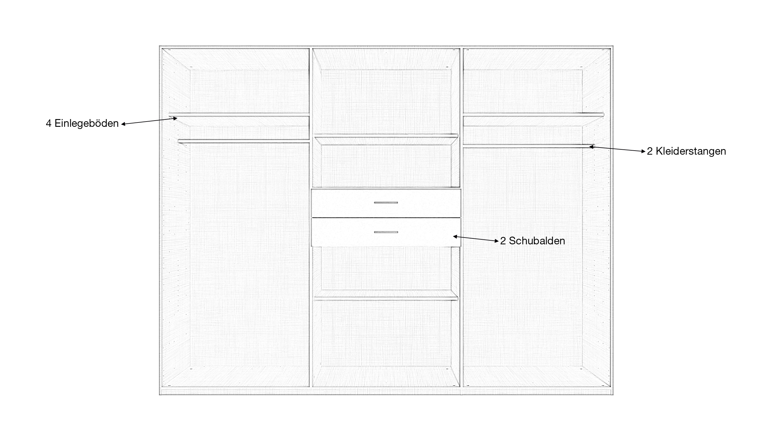 Kleiderschrank mit Spiegel - weiß - 270 cm - DILLINGEN
