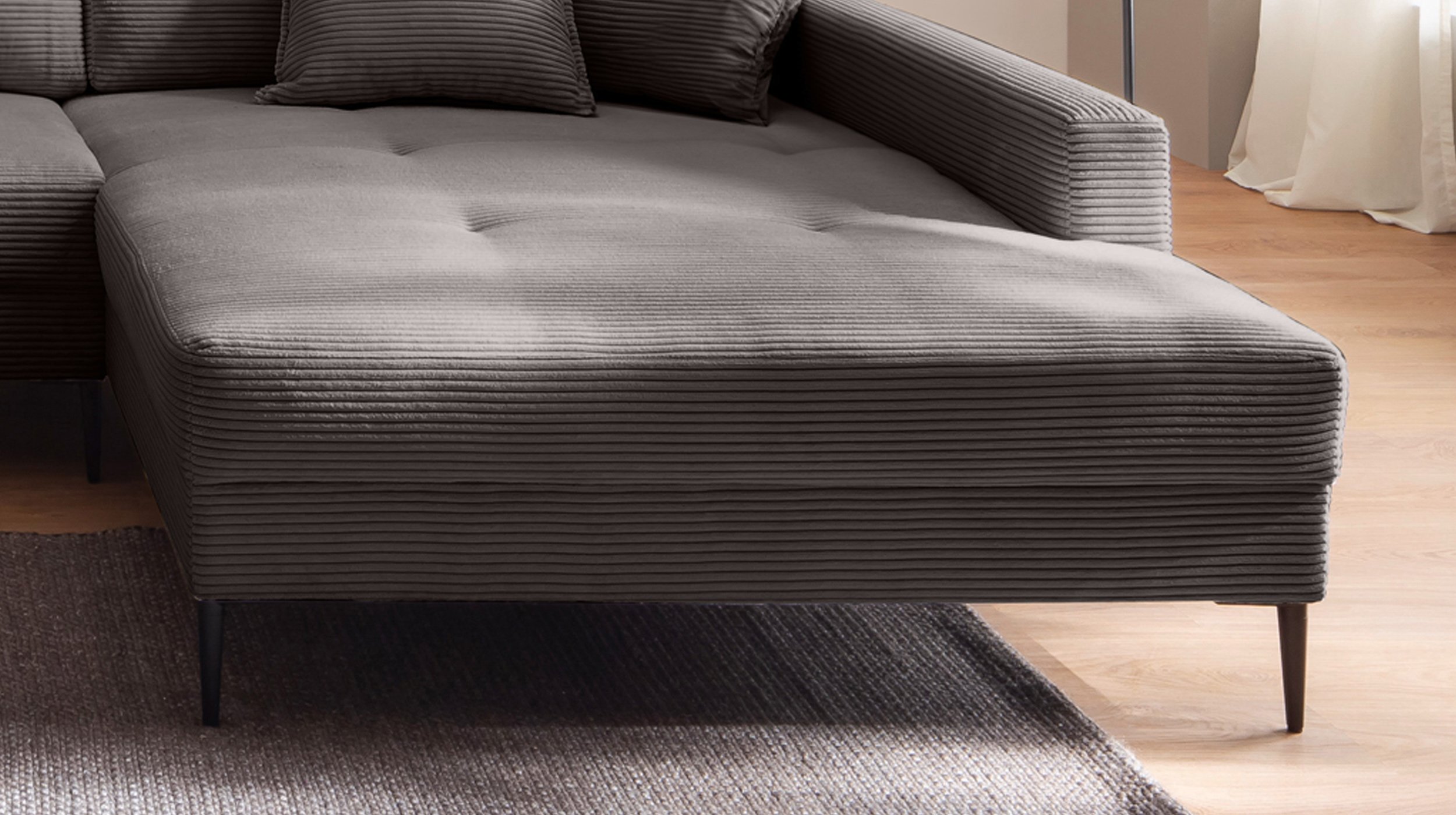 Wohnlandschaft Cord dunkelgrau - 360 cm - SUMMER 