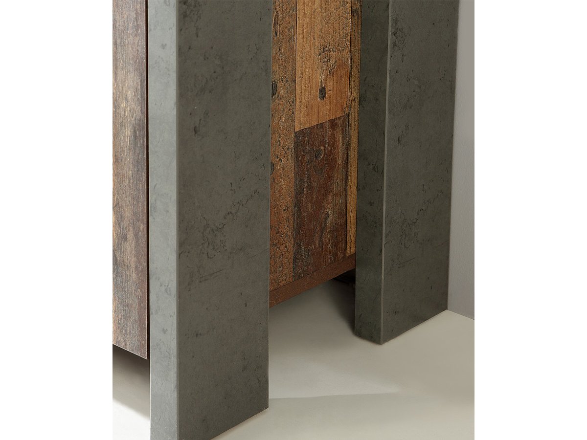 Vitrine mit Glastür Old Wood - Beton - grau Breite 62 cm - CLIF