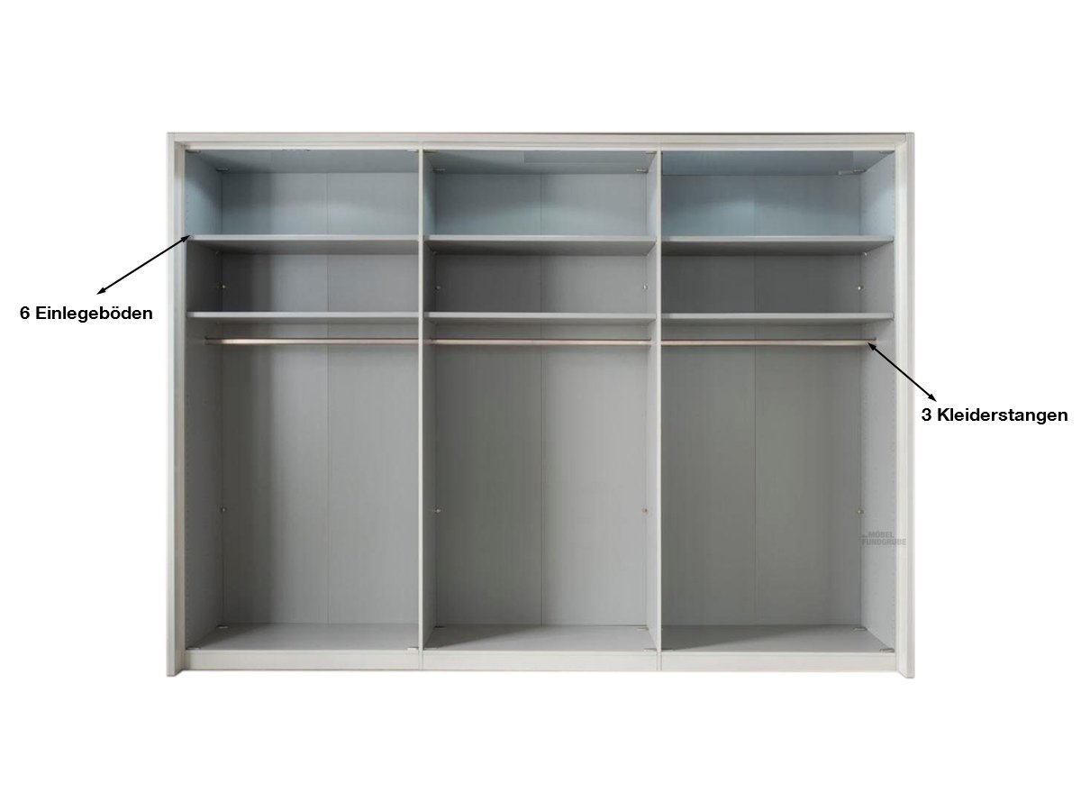 Kleiderschrank mit Glasfront 300 cm - weiß - SHANGHAI 2