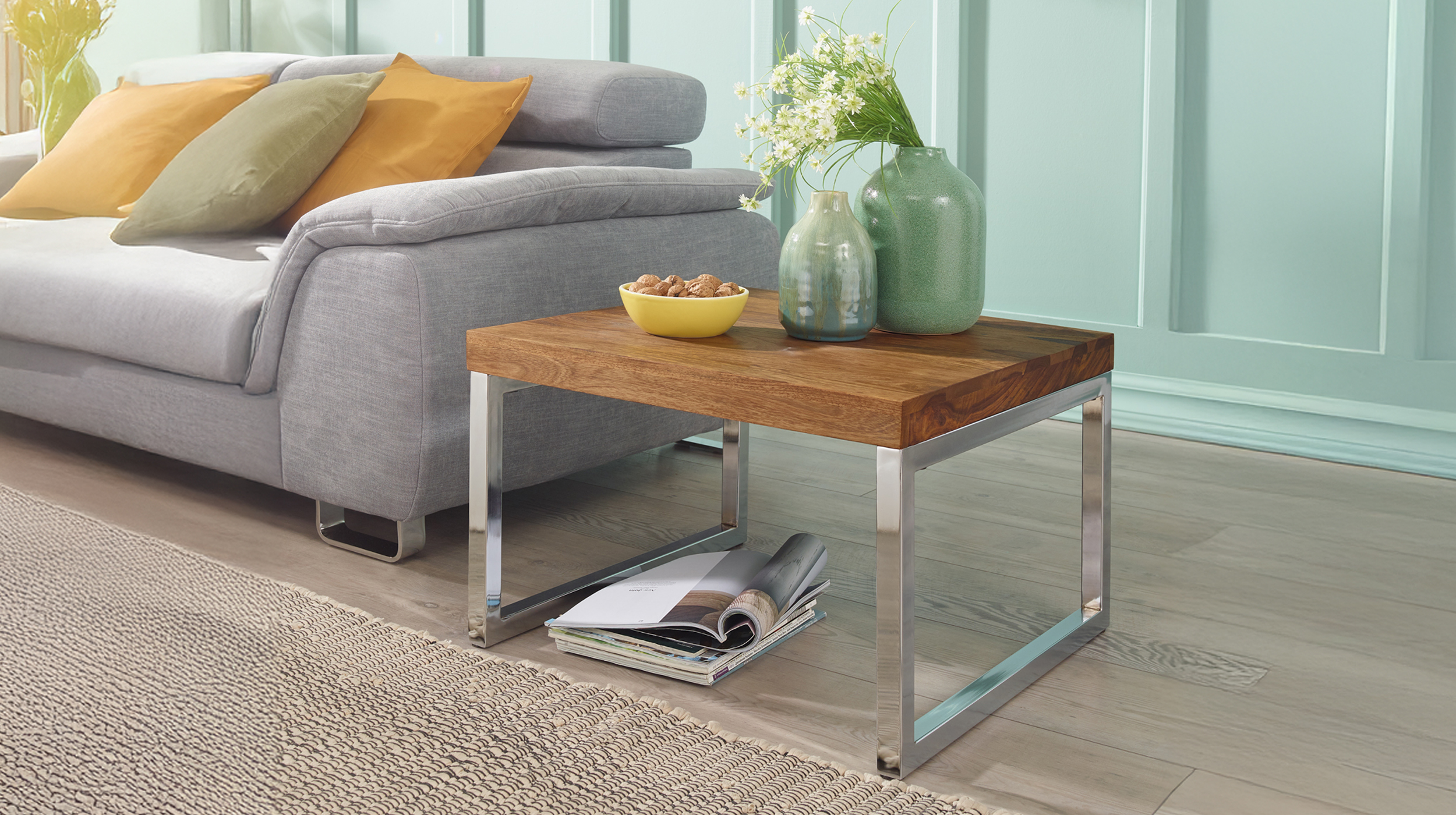 Beistelltisch Sheesham massiv gebeizt - quadratisch - 60 x 60 cm - GRETE