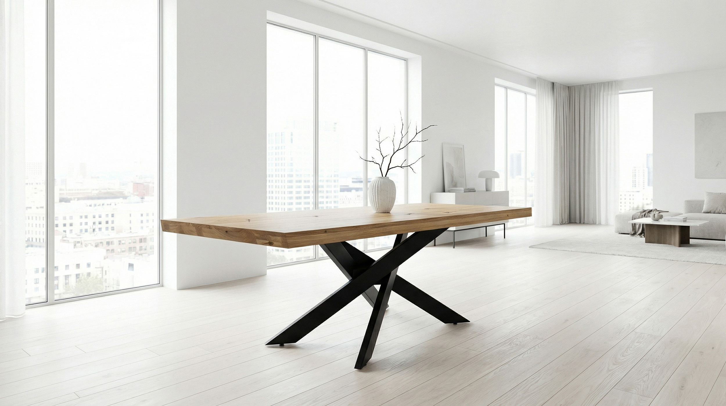 Esstisch Massivholztisch 200 x 100 cm Wildeiche geölt - AHUS