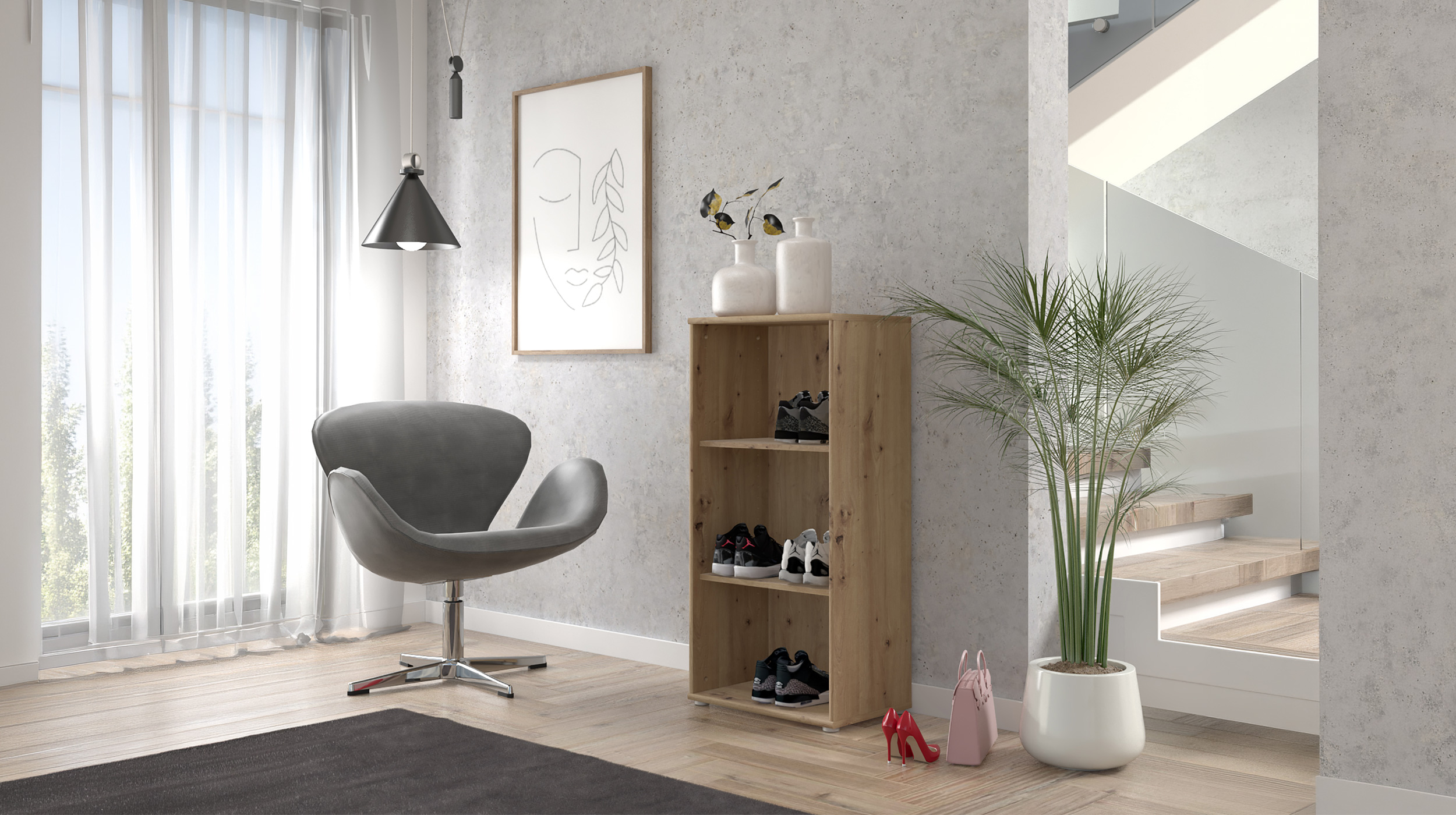 Bücherregal Büroregal Artisan Eiche 111 x 54 cm - TEMPRA