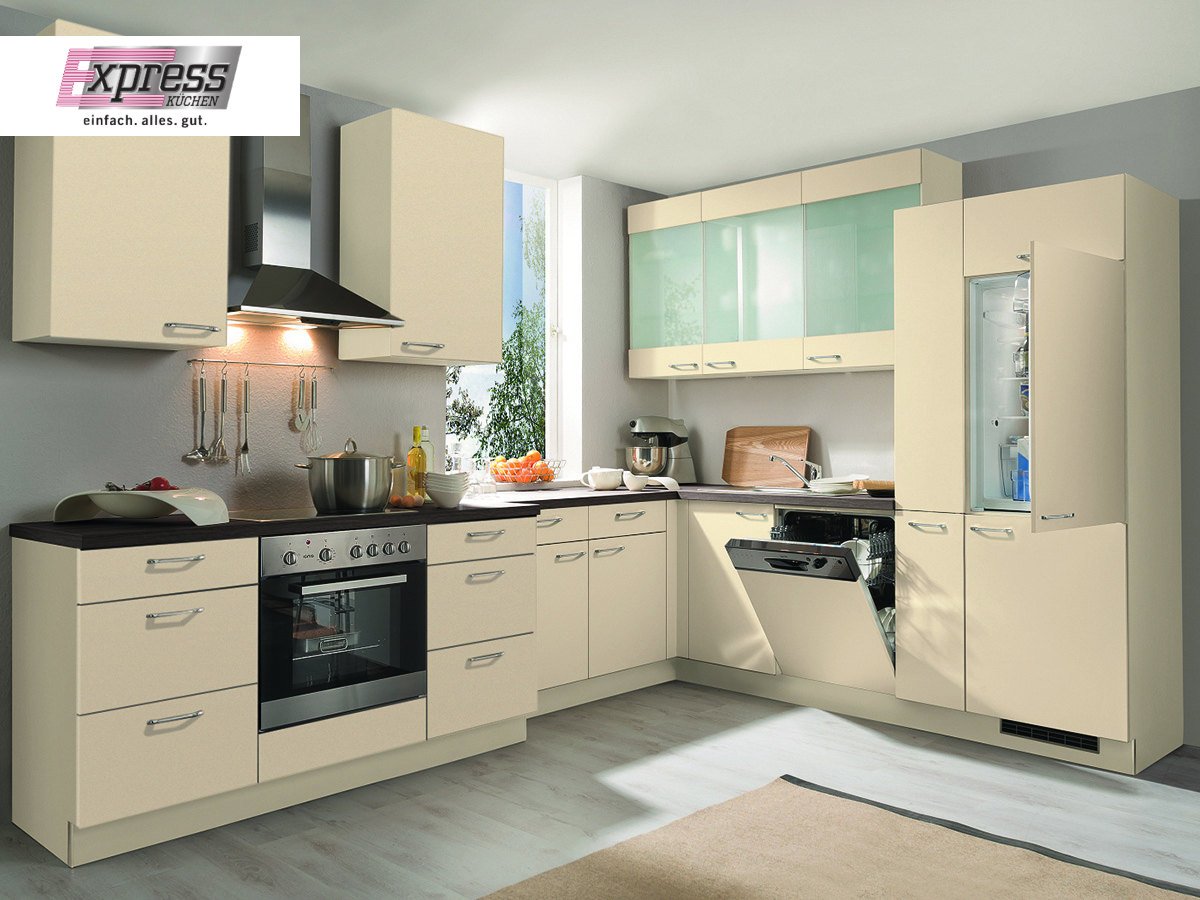 Eckküche 315 x 275 cm - inkl. Elektrogeräte - Küchenfronten Lack matt - MOON